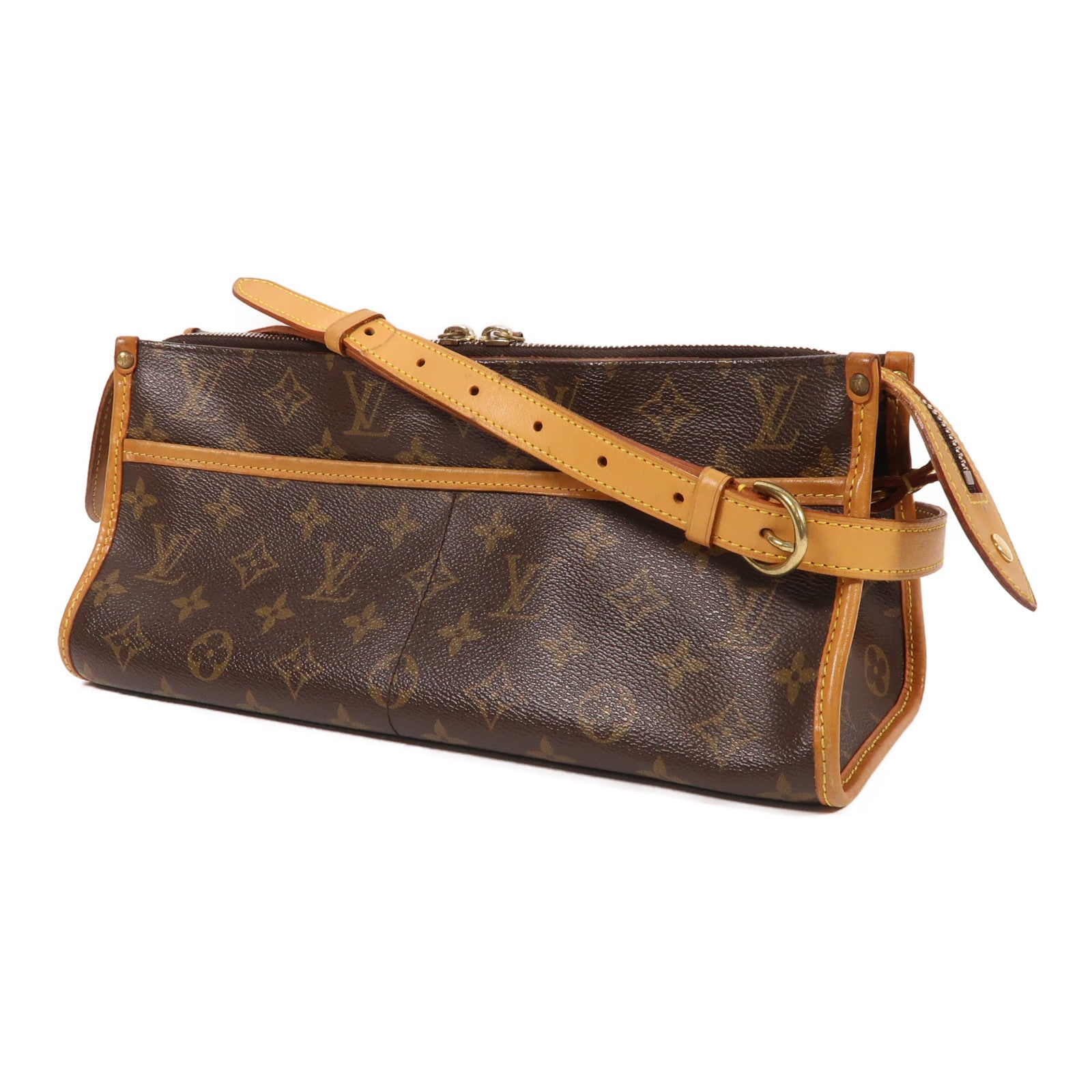 LOUIS VUITTON Monogram Popincourt Long金扣肩背袋棕色