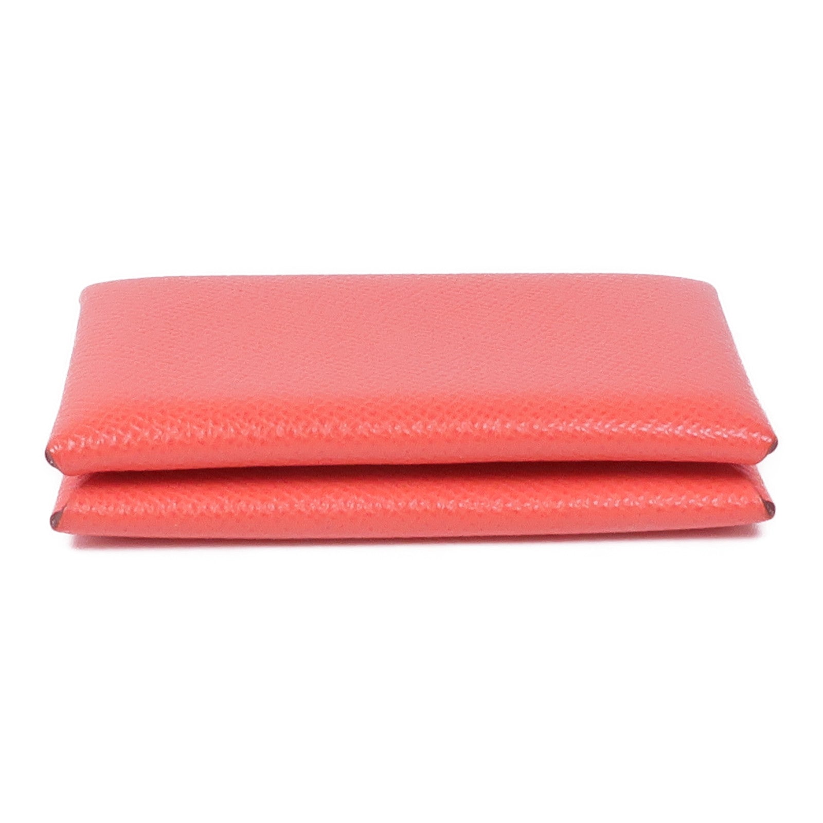 HERMES Epsom皮革Calvi銀扣卡片套Rose Jaipur/