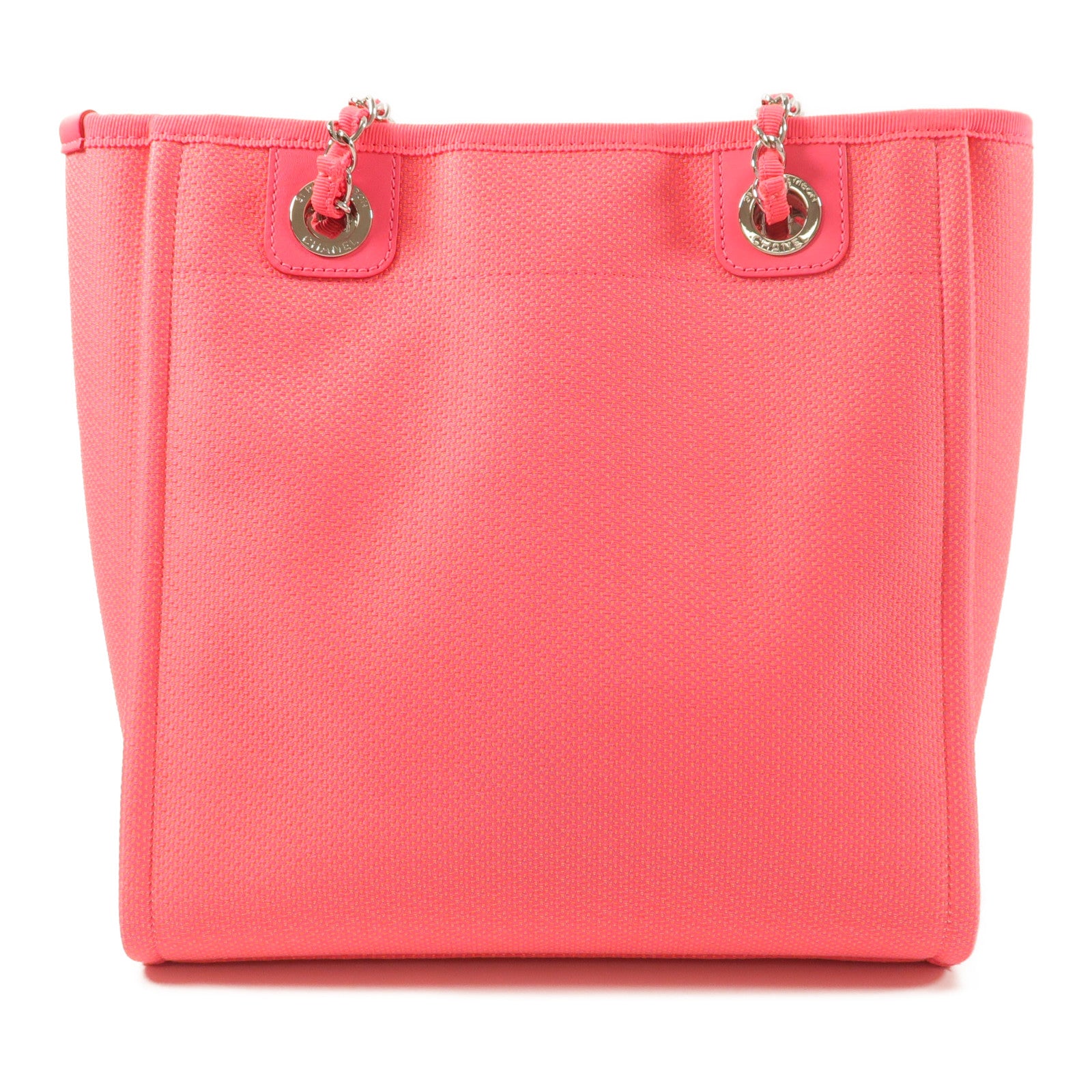 CHANEL 帆布Deauville PM Tote Bag鏈帶肩背袋