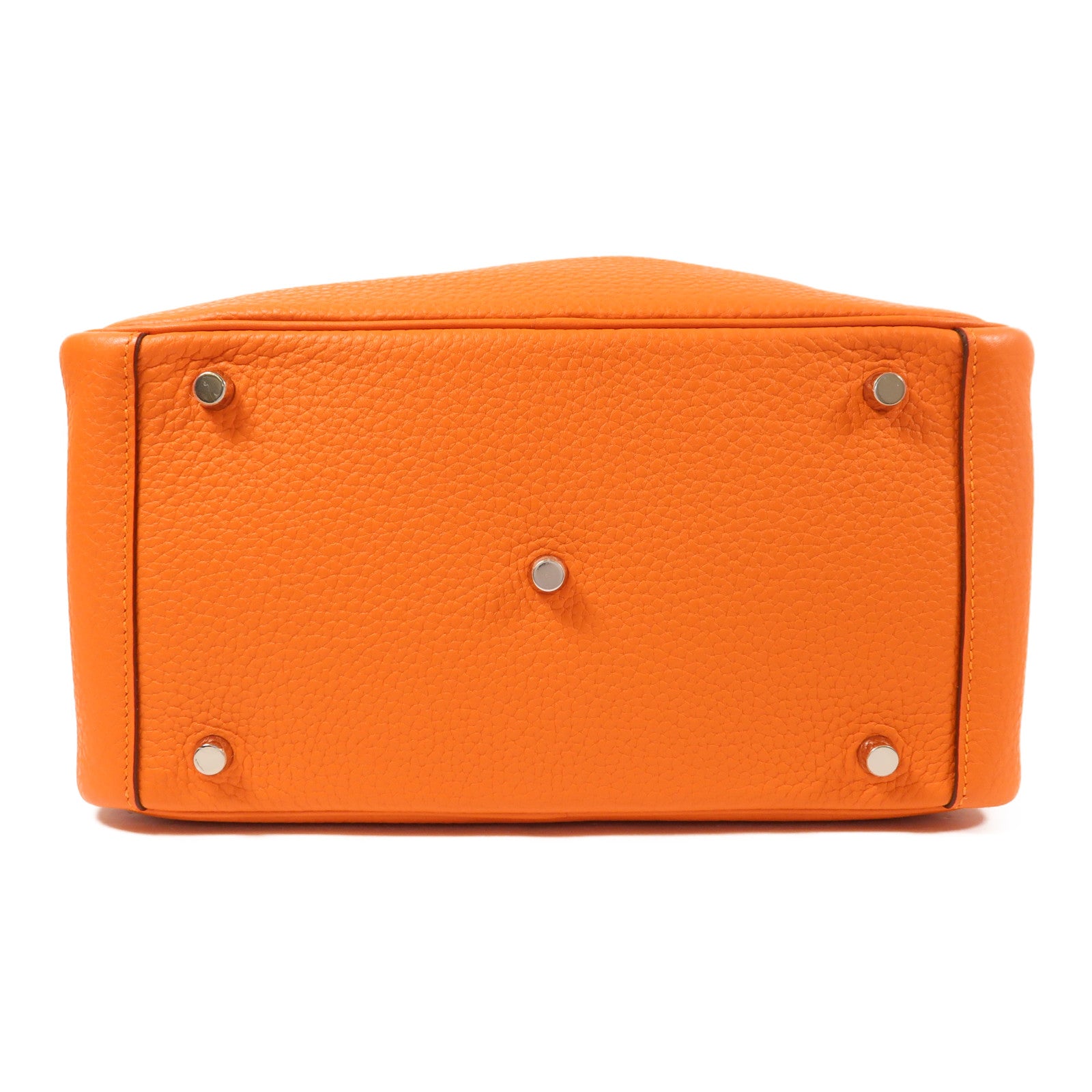 HERMES Clemence皮革Lindy 30銀扣手挽肩背兩用袋Orange