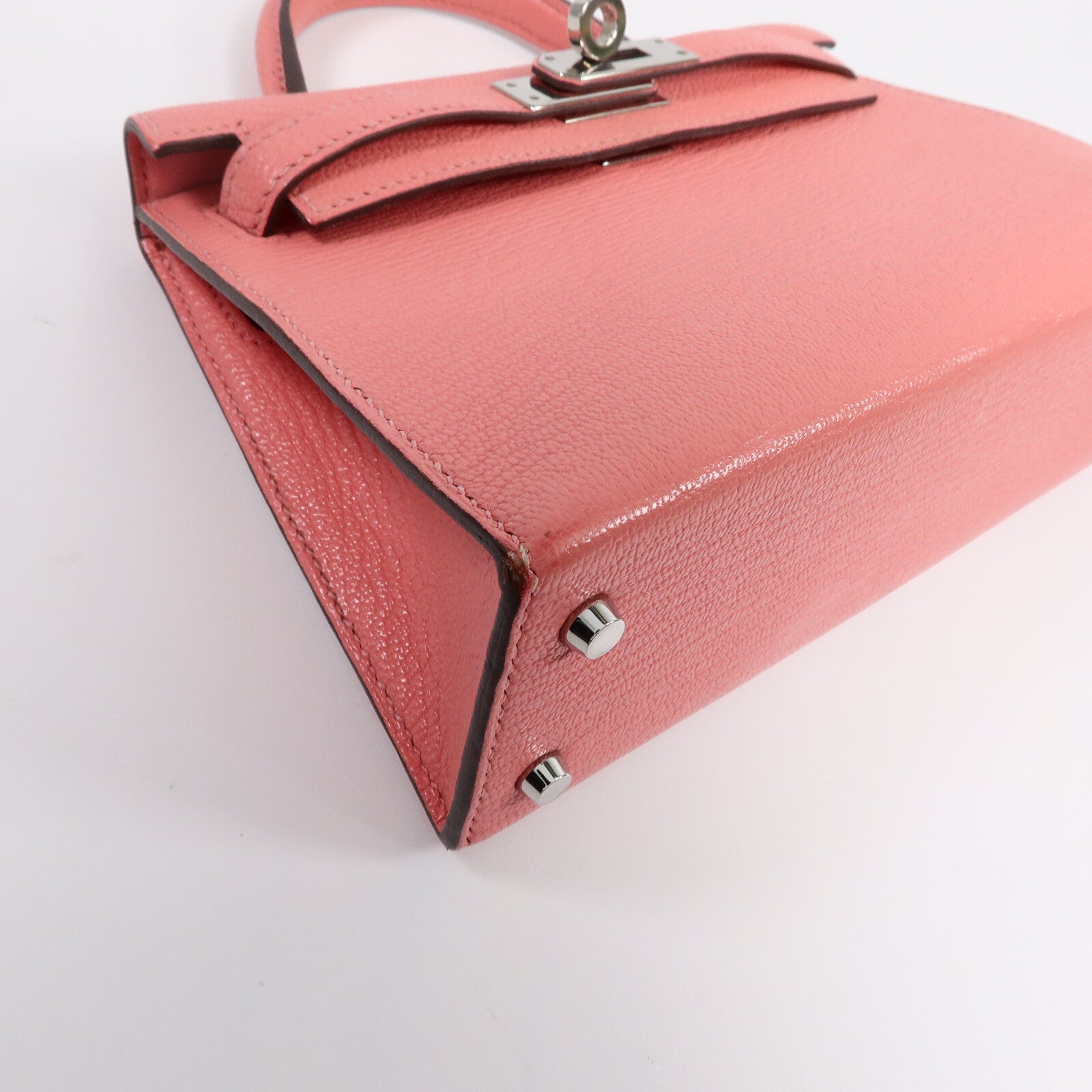 HERMES Chevre皮革Mini Kelly II手挽肩背兩用袋Rose Azalee
