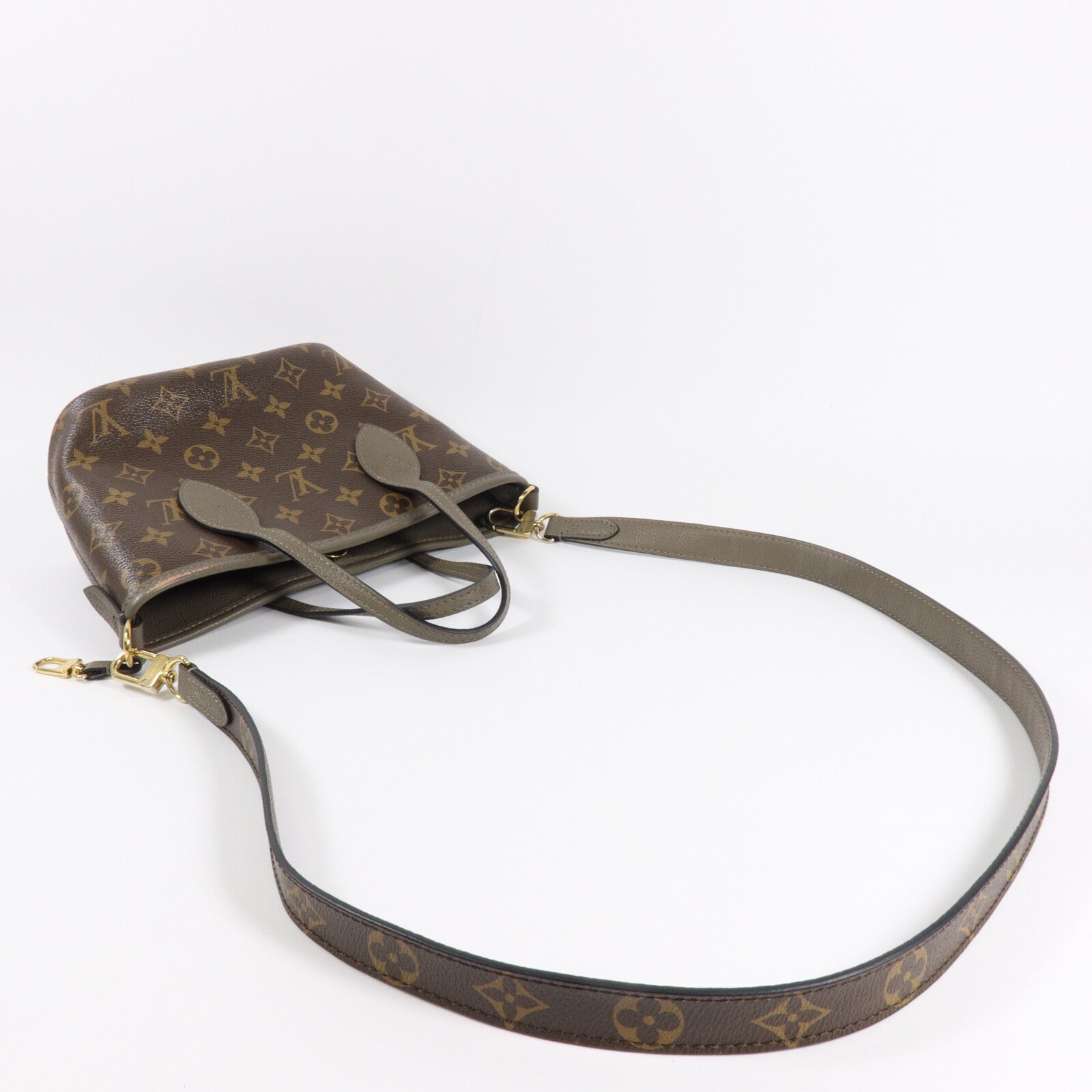 LOUIS VUITTON Monogram/牛皮皮革Neverfull Bandouliere Inside Out BB手挽肩背兩用袋