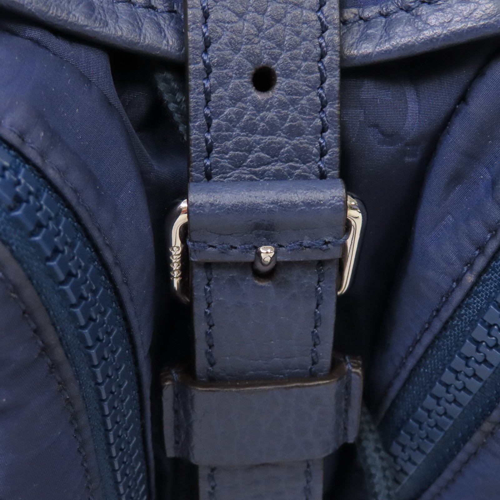 GUCCI 尼龍Rucksack銀扣背包藍色