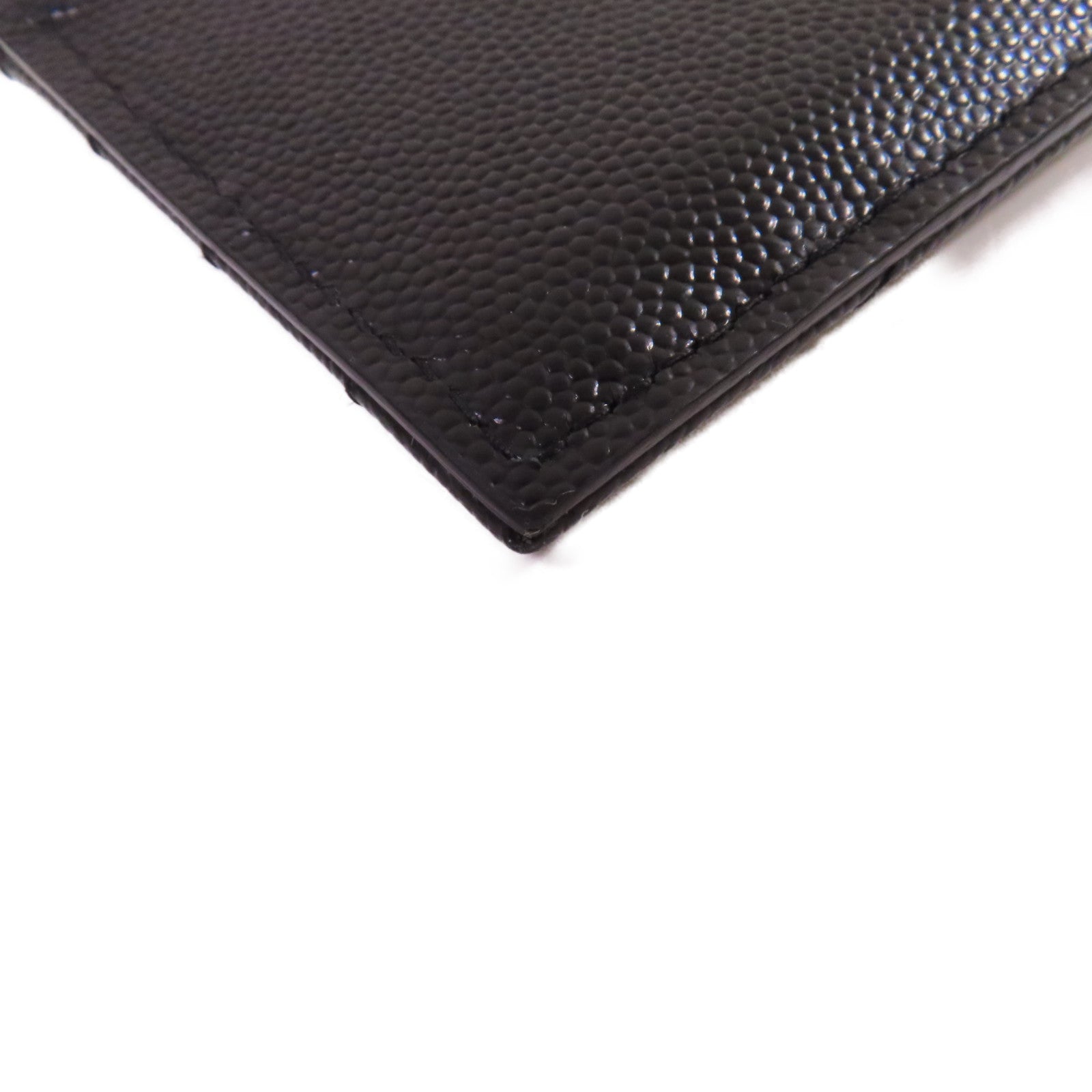 SAINT LAURENT 斜紋牛皮皮革Card Case金扣卡片套黑色