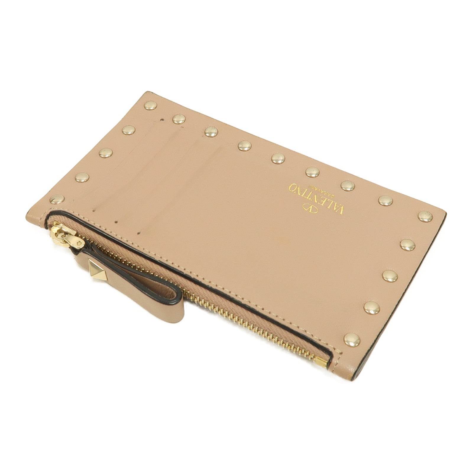 Valentino 【激減優惠】牛皮皮革Card/Coin Case金扣卡片套/零錢包淡粉紅色