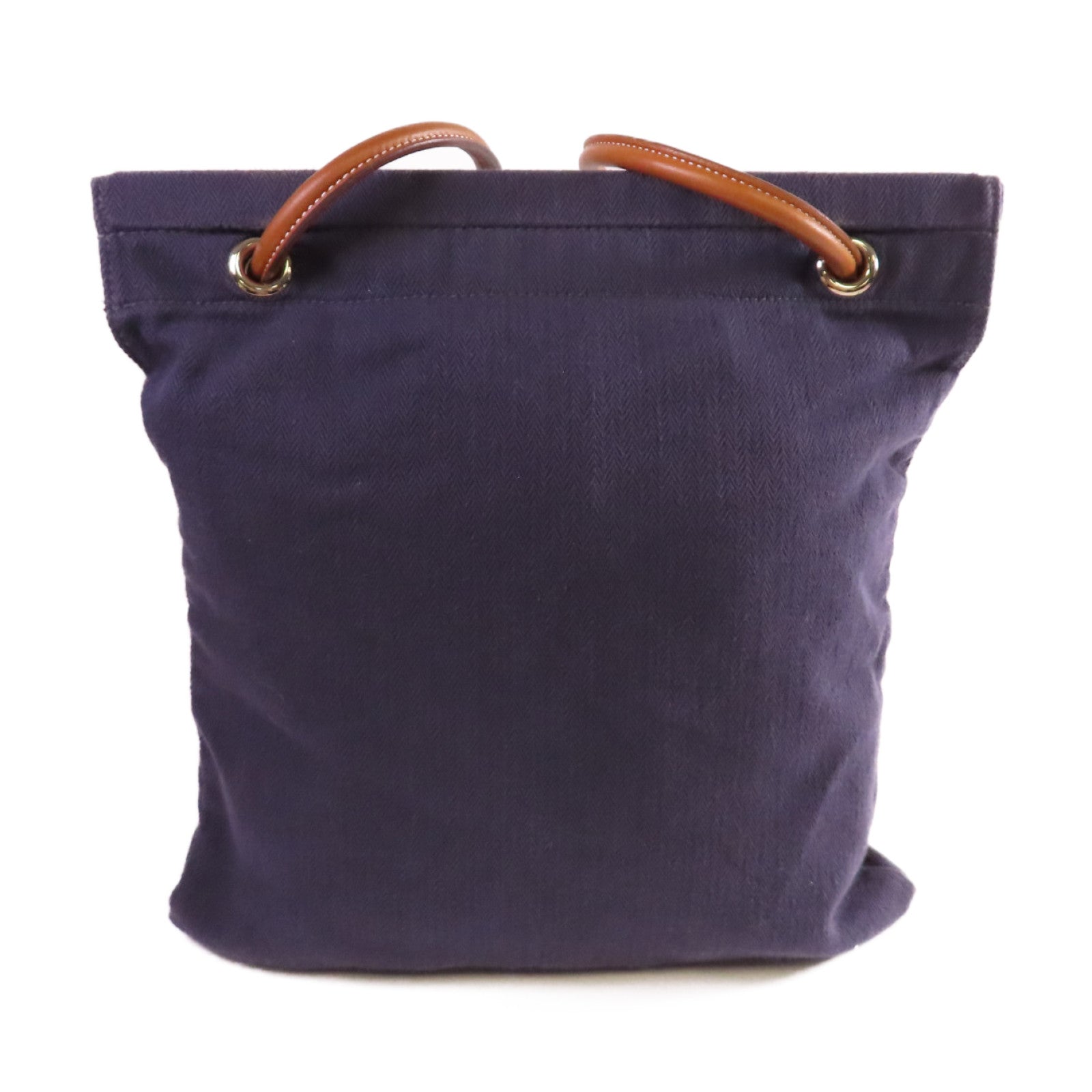HERMES Toile Chevrons帆布Aline Tote Bag銀扣肩背袋紫色