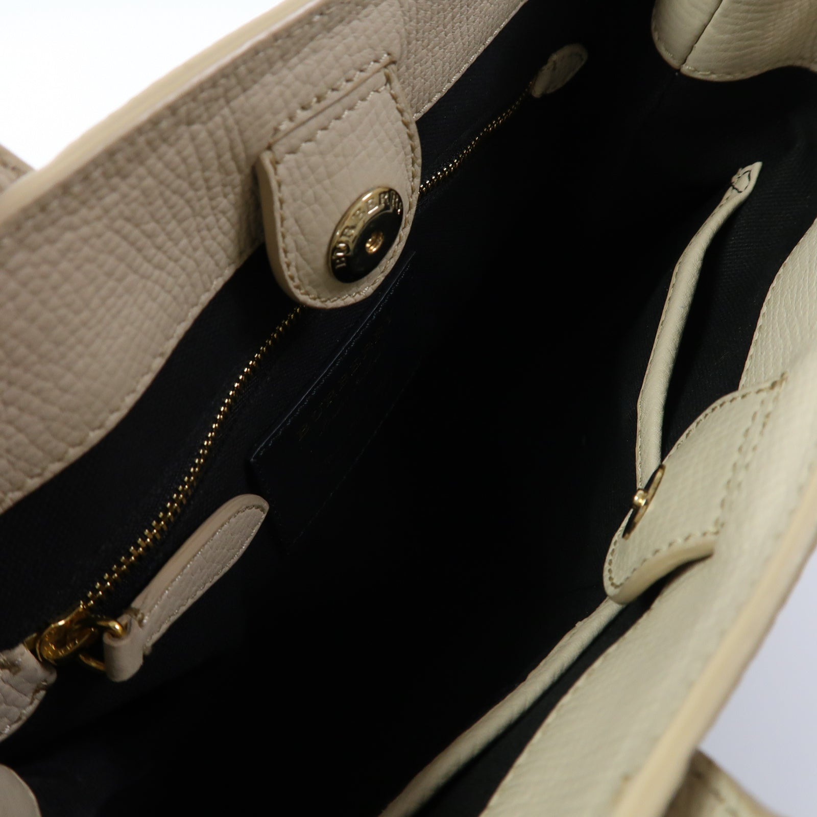 BURBERRY 牛皮皮革Shoulder Bag金扣手挽肩背兩用袋白色