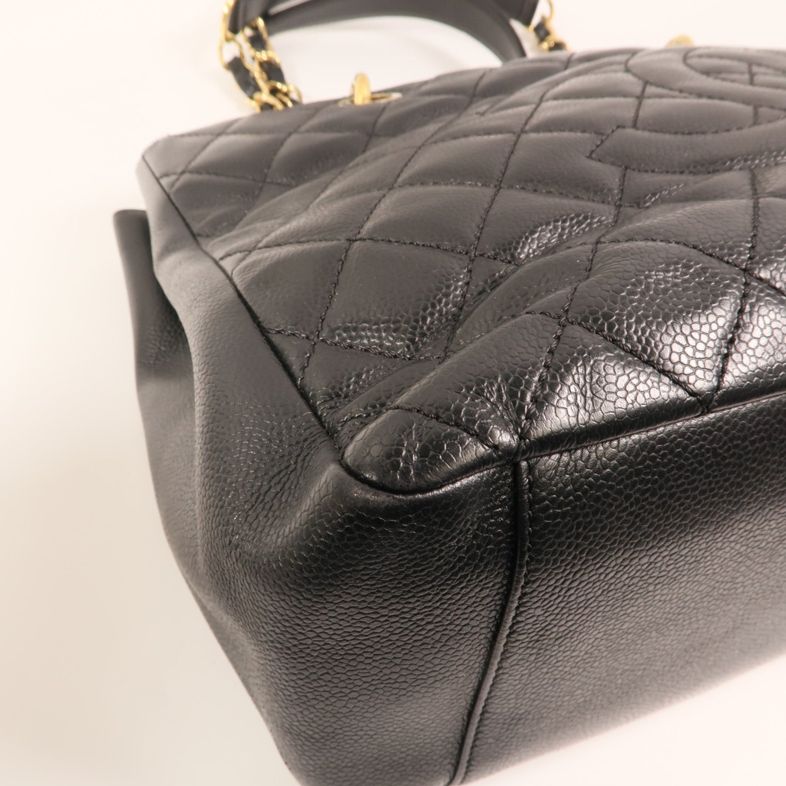 CHANEL 牛皮皮革GST Grand Shopping Tote Bag金扣鏈帶肩背袋