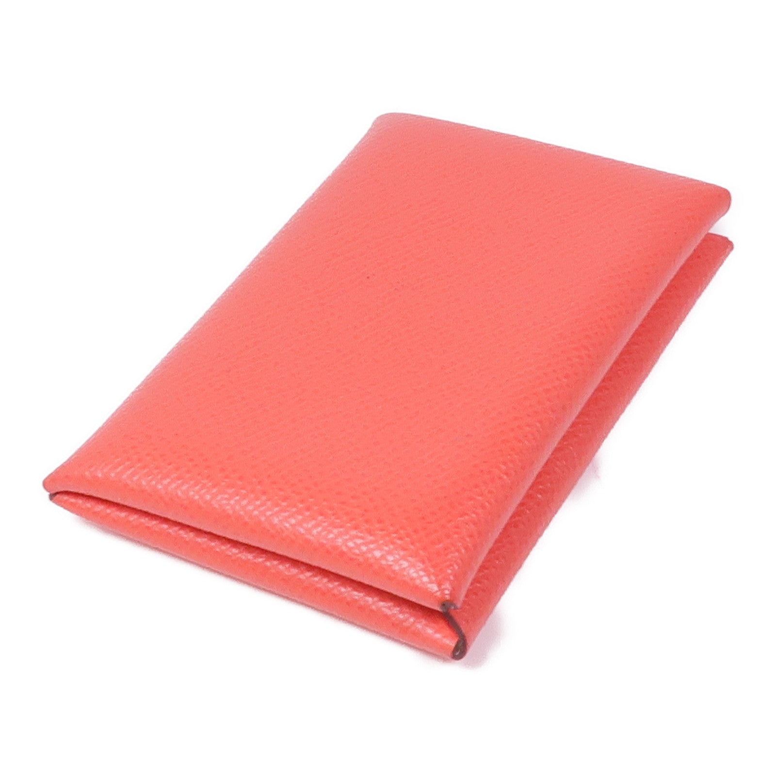 HERMES Epsom皮革Calvi銀扣卡片套Rose Jaipur/