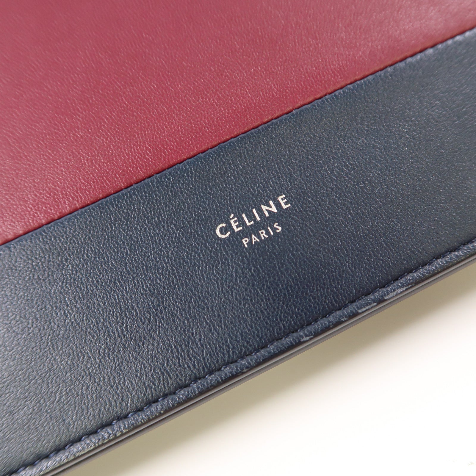 CELINE 羊皮皮革Frame Wallet On Strap銀扣鏈帶肩背袋