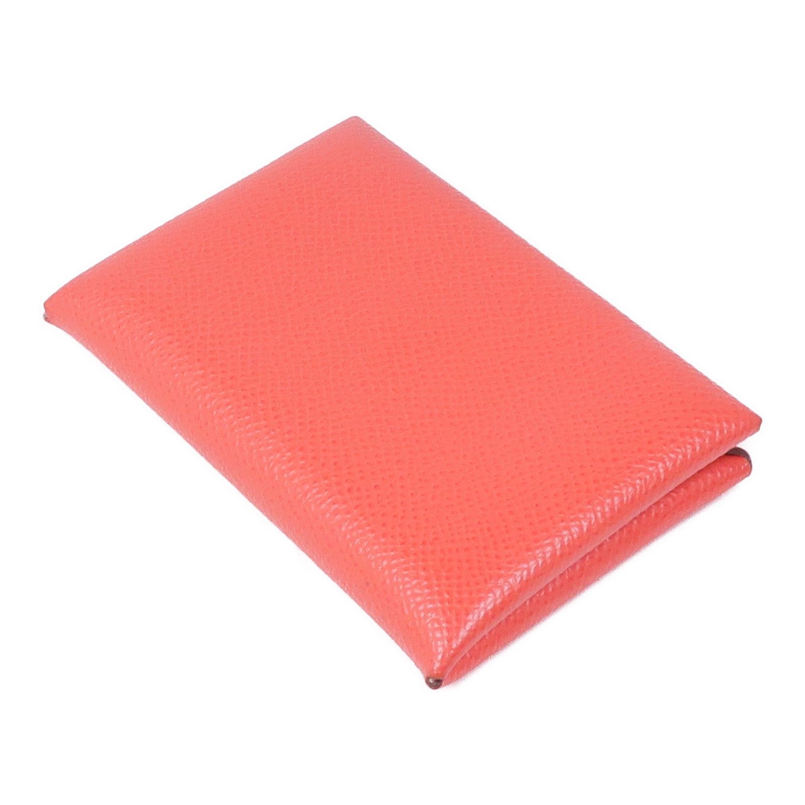 HERMES Epsom皮革Calvi銀扣卡片套Rose Jaipur/