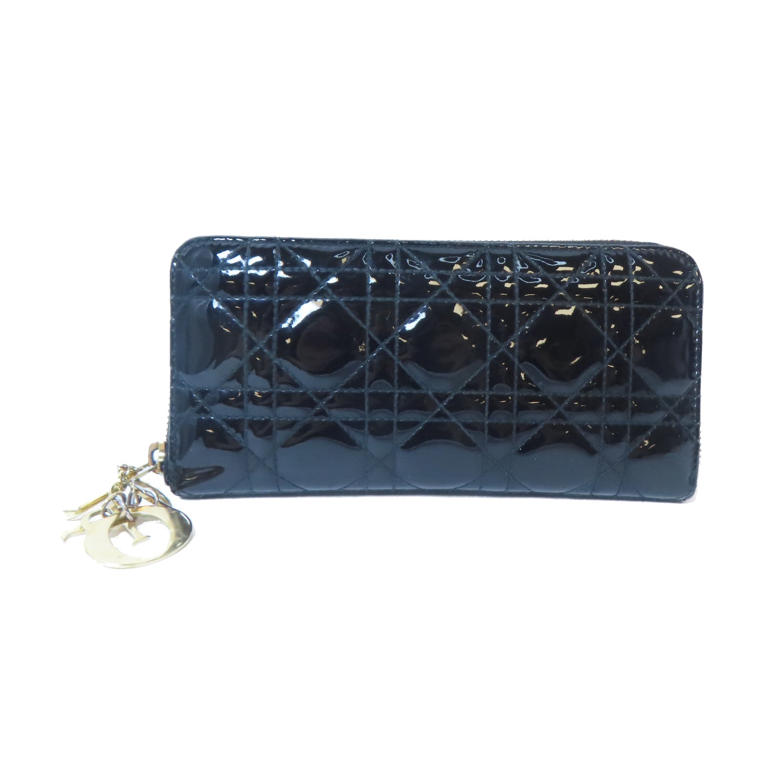 Dior 【激減優惠】漆皮皮革Zipper Long Wallet金扣拉鍊長錢包黑色