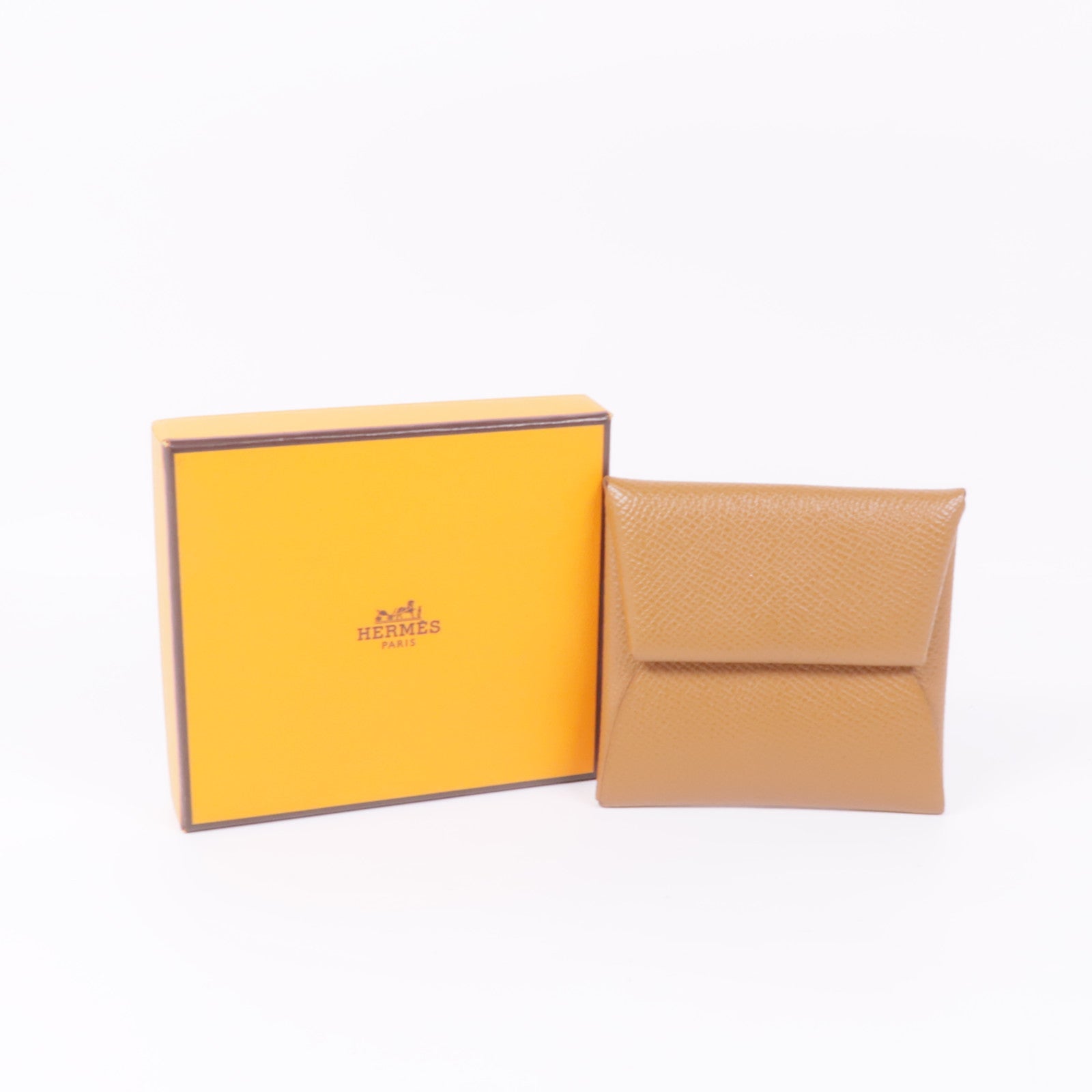 HERMES PHW Bastia Coin Purse Veau Epsom Leather Gold Brown