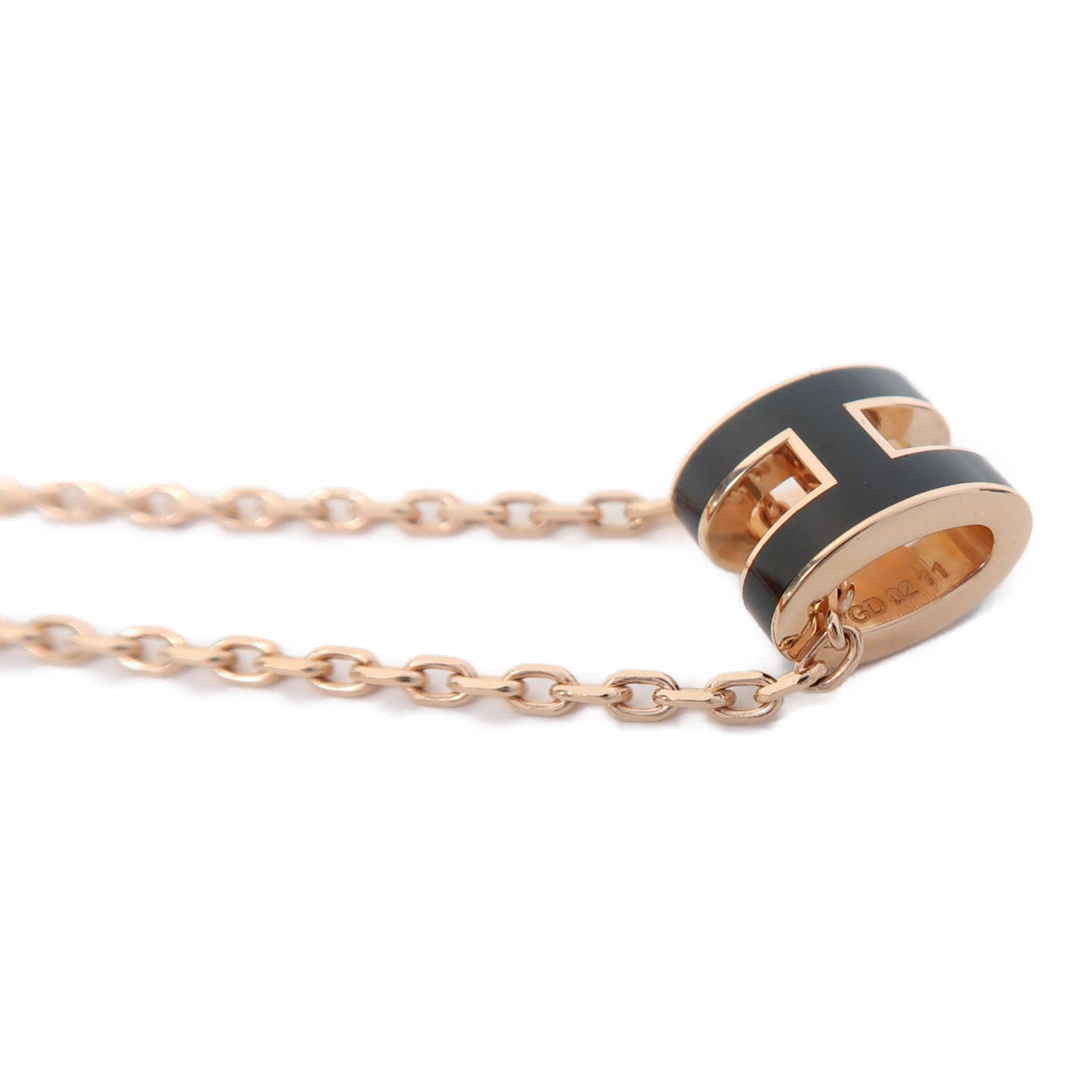 HERMES 金屬Mini Pop H Pendant金扣項鍊黑色/金色