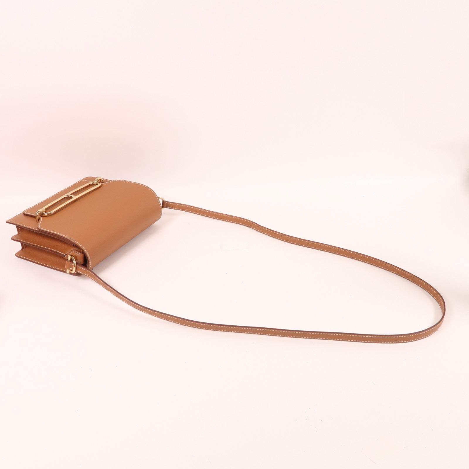 HERMES Evercolor皮革Mini Roulis金扣肩背袋金色