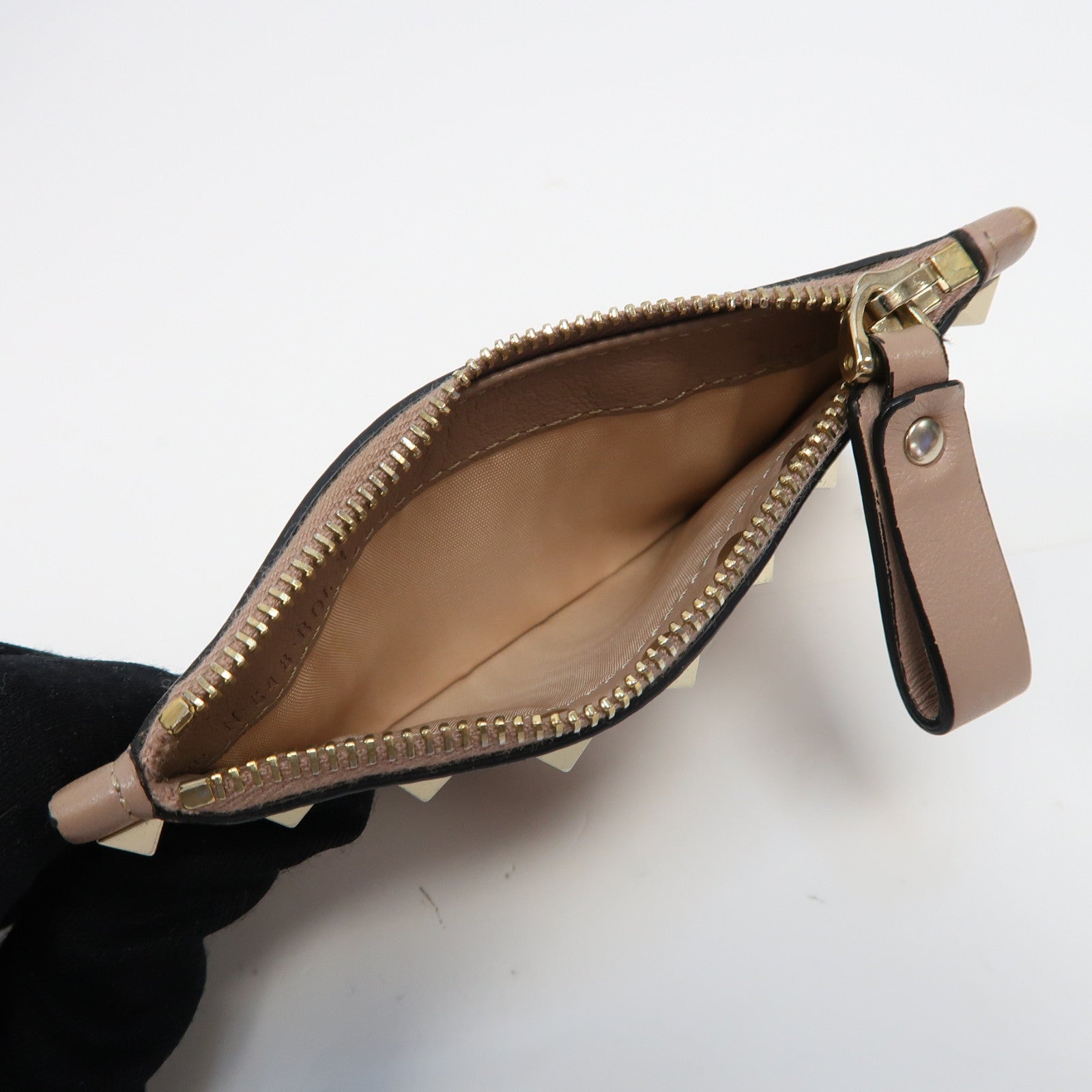 Valentino 【激減優惠】牛皮皮革Card/Coin Case金扣卡片套/零錢包淡粉紅色