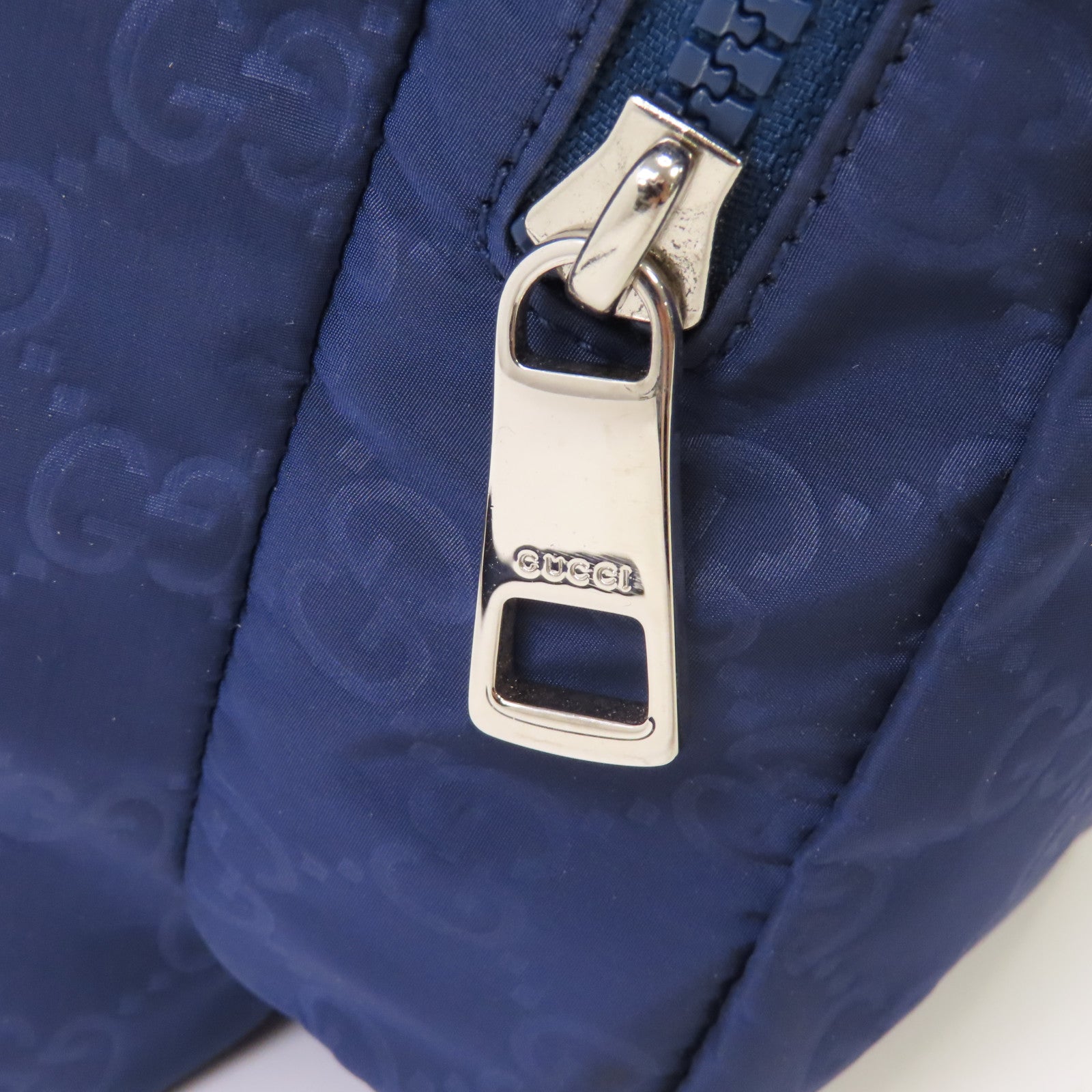 GUCCI 尼龍Rucksack銀扣背包藍色