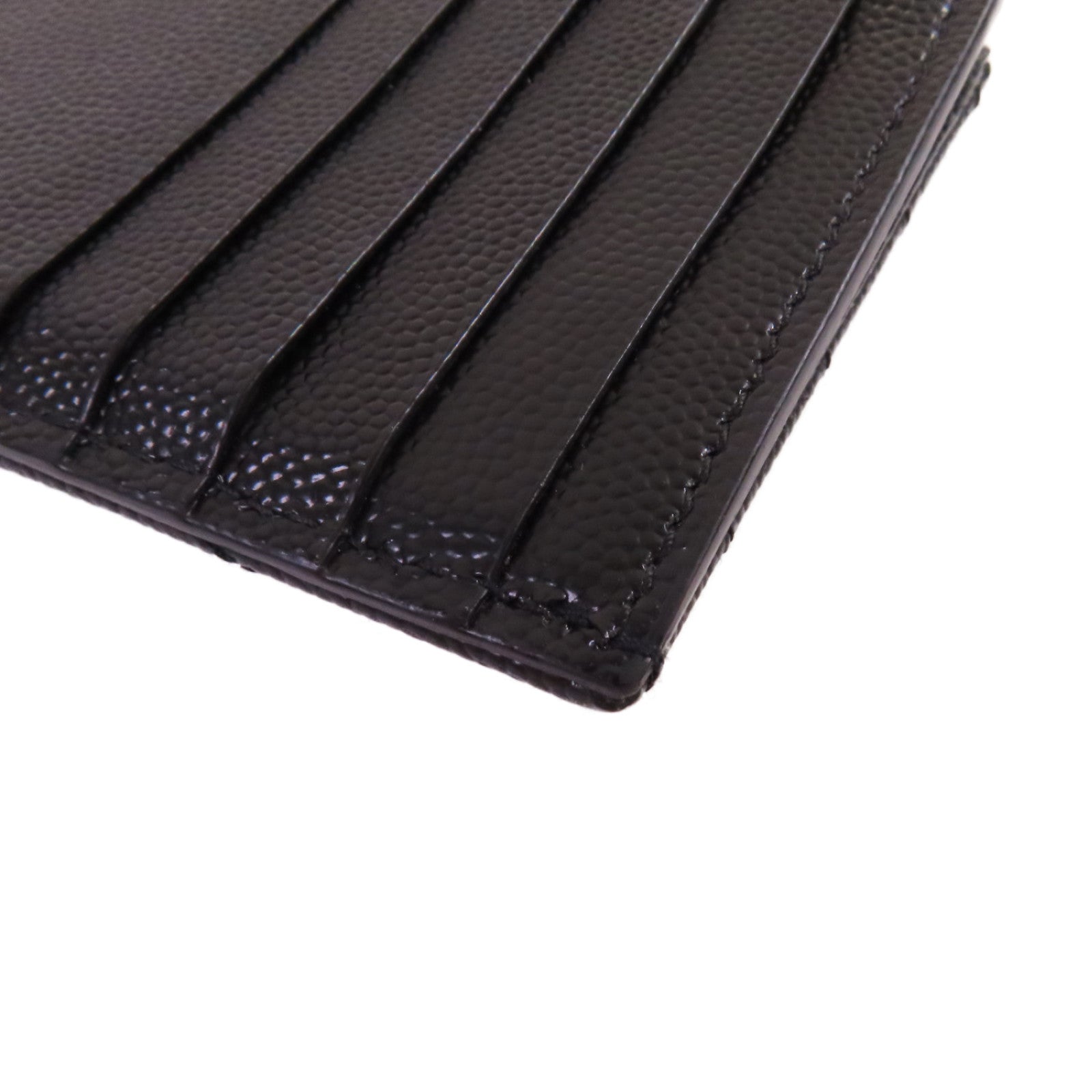 SAINT LAURENT 斜紋牛皮皮革Card Case金扣卡片套黑色