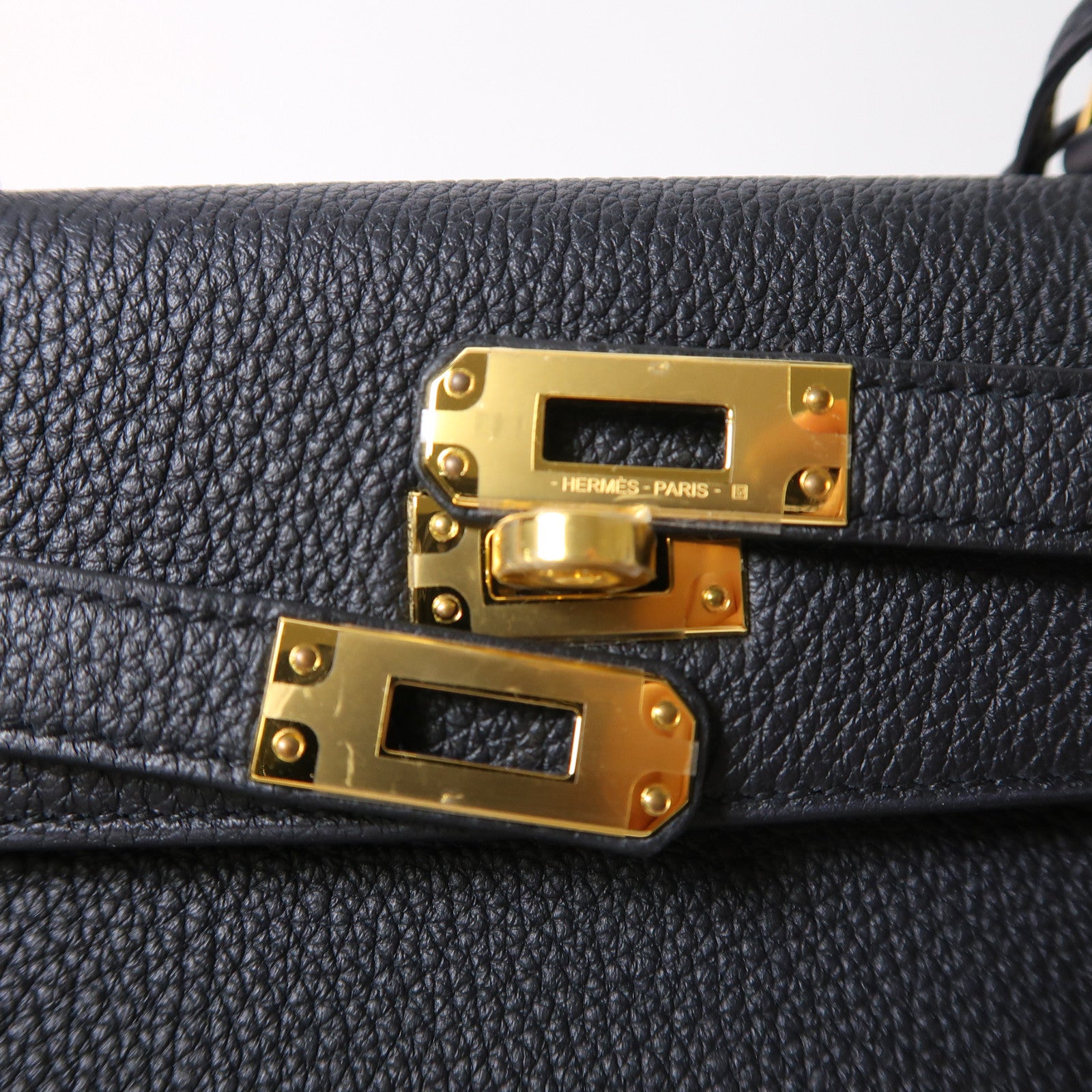 HERMES Togo皮革Kelly 25金釦手挽肩背兩用袋黑色