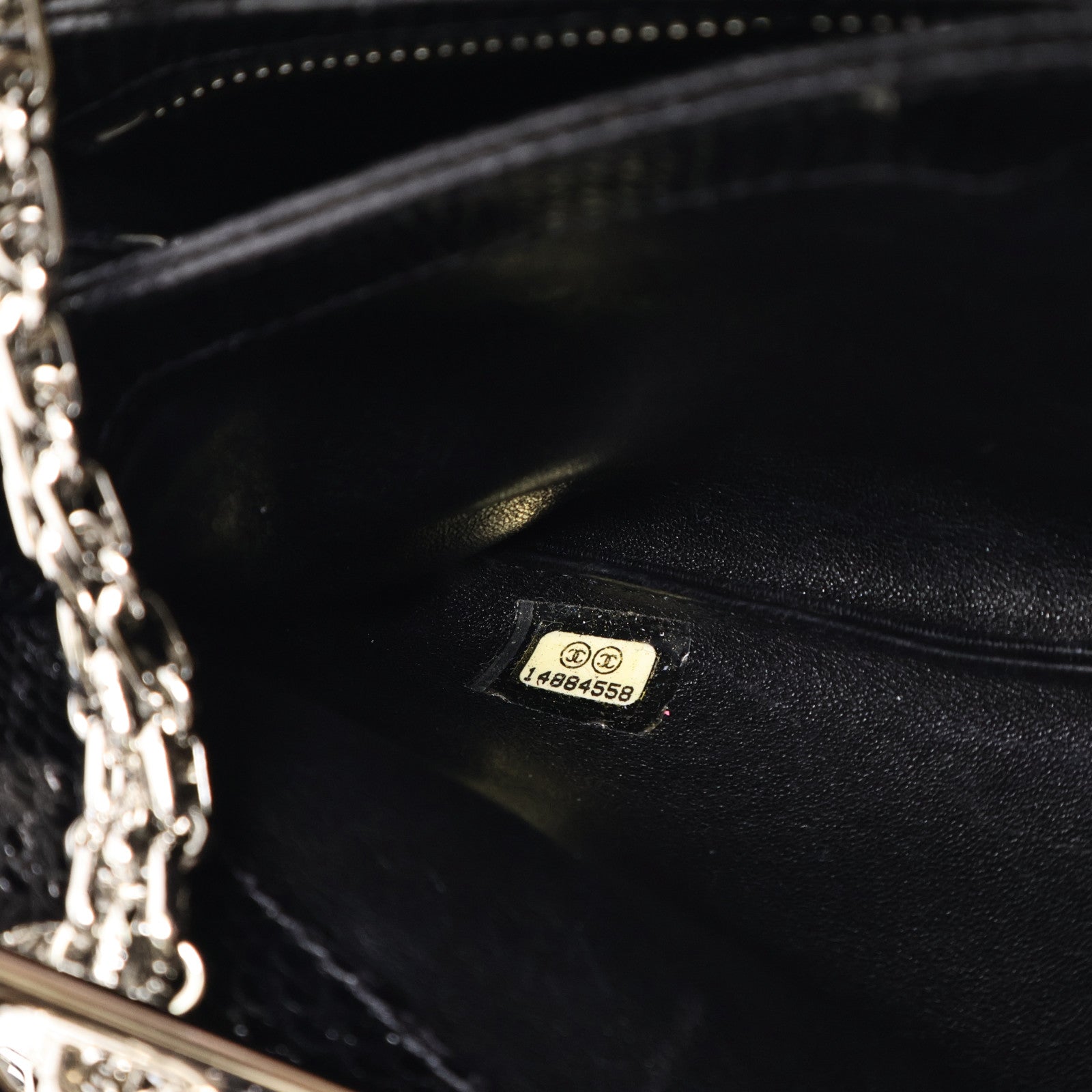 CHANEL 蜥蝪皮革Chain Shoulder銀扣鏈帶肩背袋