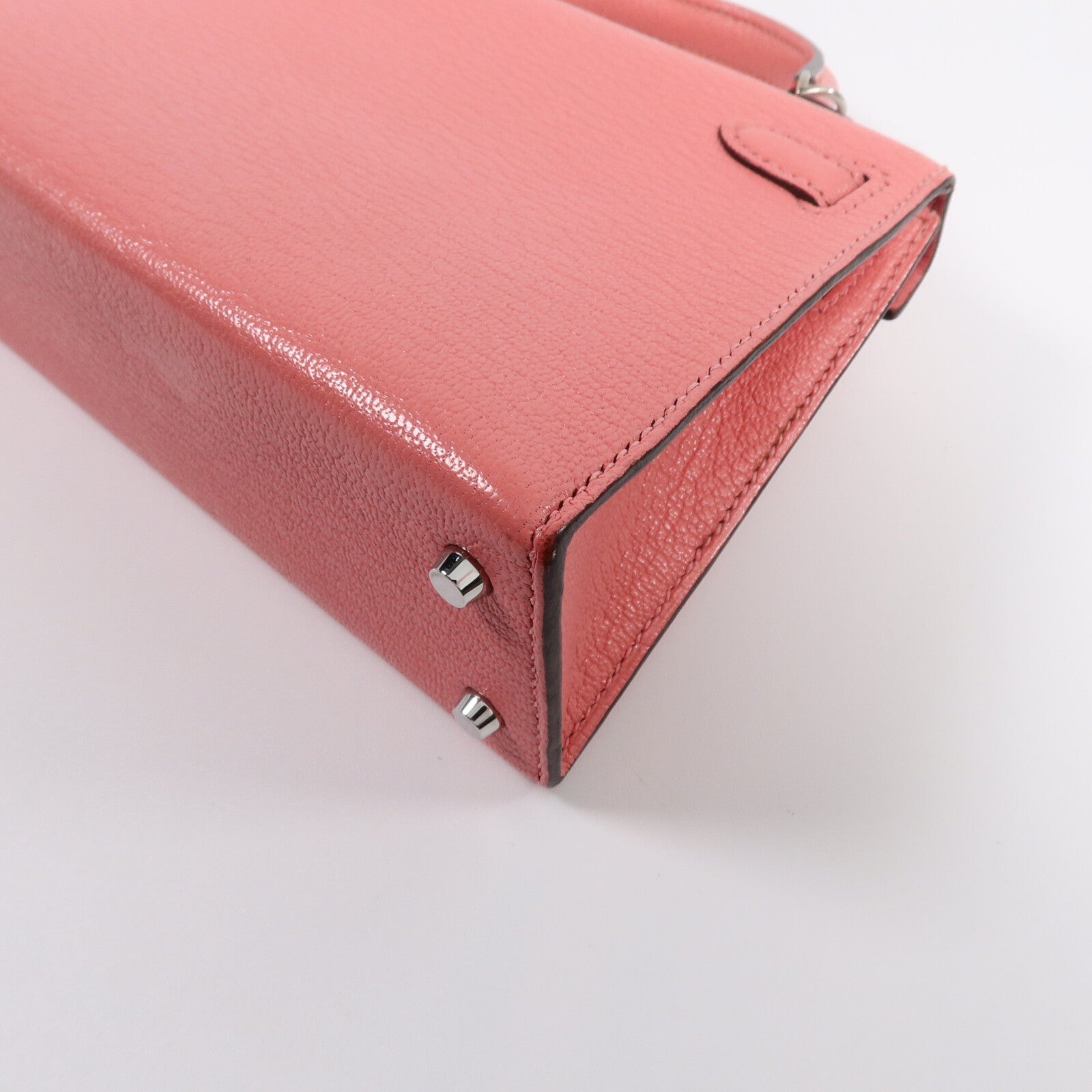 HERMES Chevre皮革Mini Kelly II手挽肩背兩用袋Rose Azalee