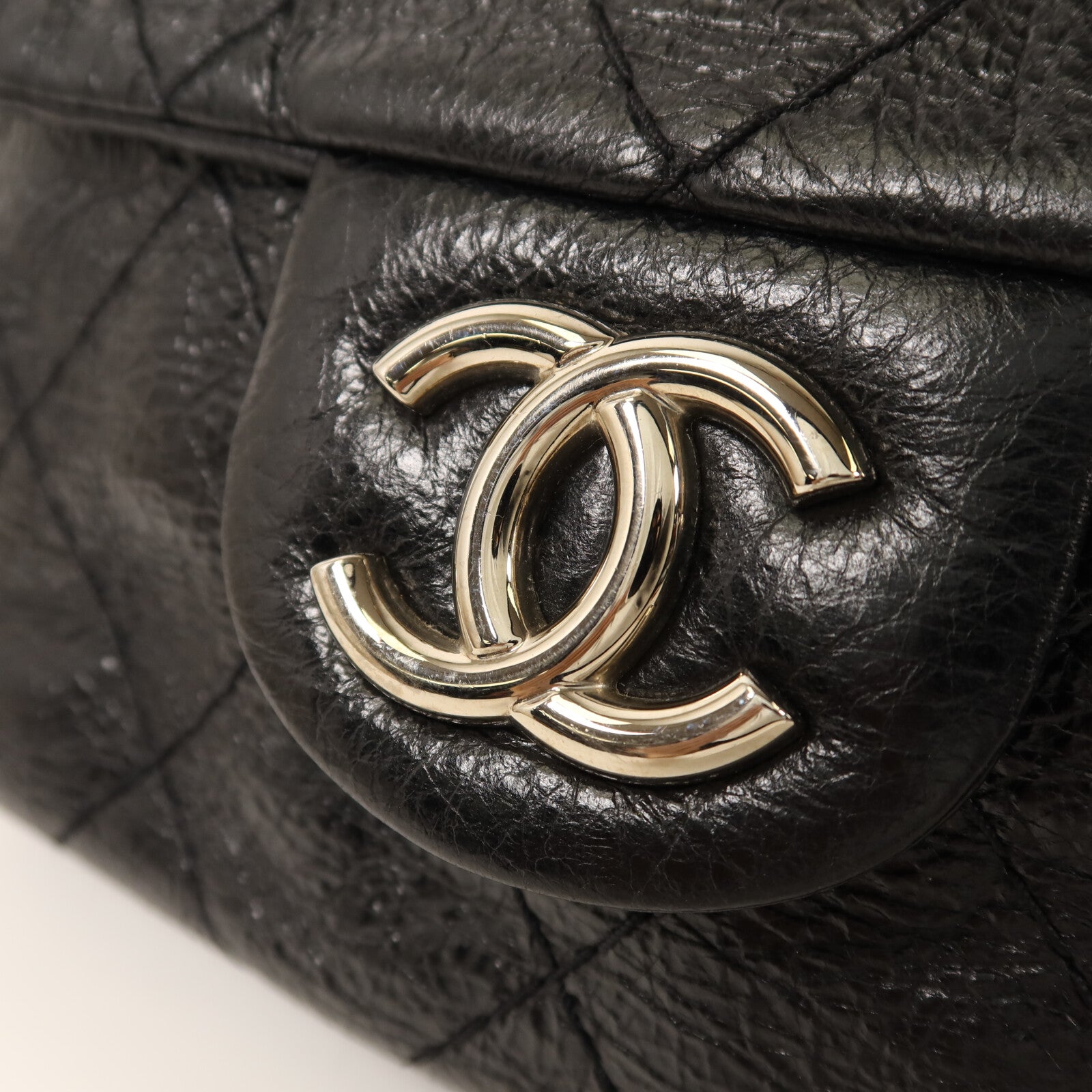 CHANEL 牛皮皮革Shoulder Bag銀扣肩背袋