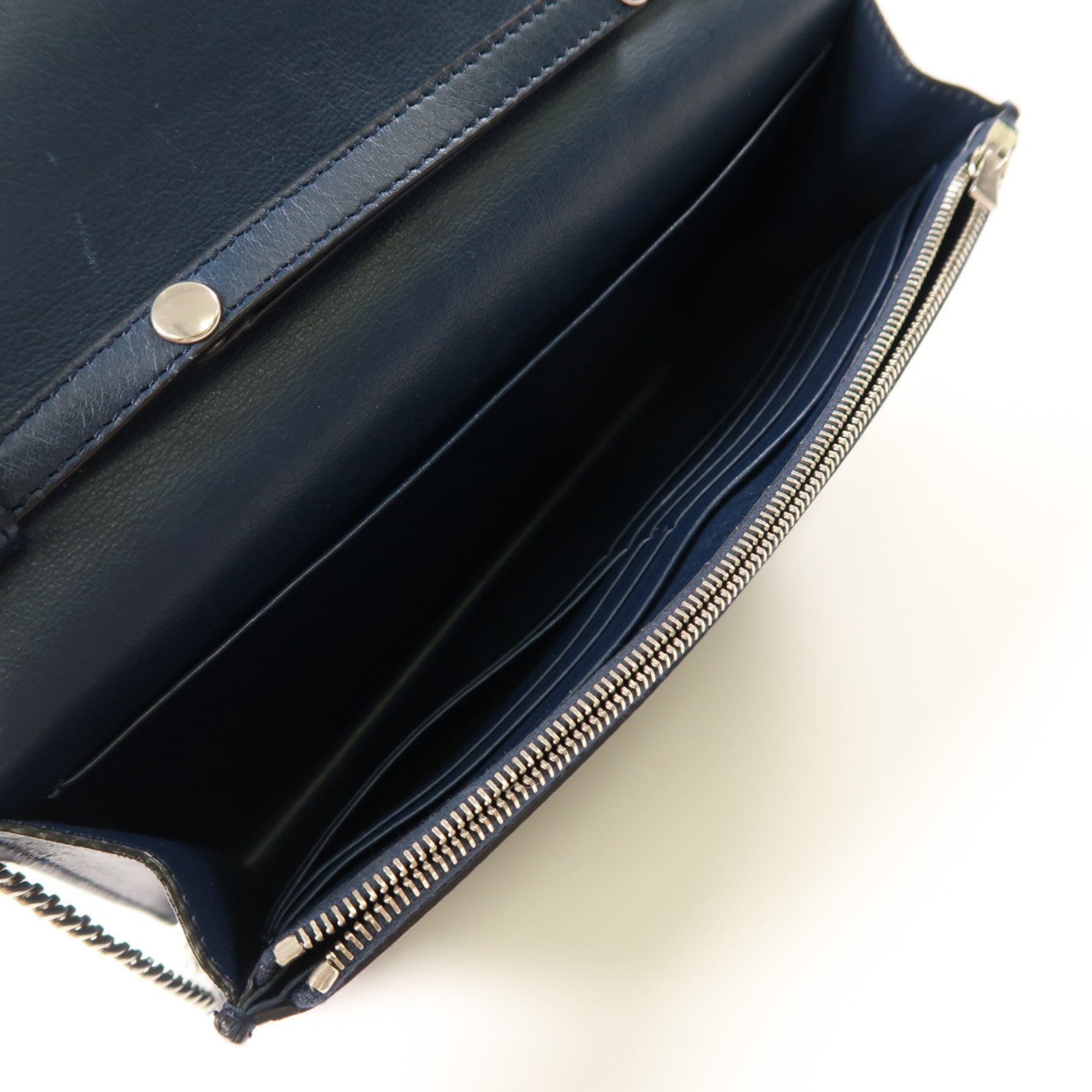 CELINE 羊皮皮革Frame Wallet On Strap銀扣鏈帶肩背袋