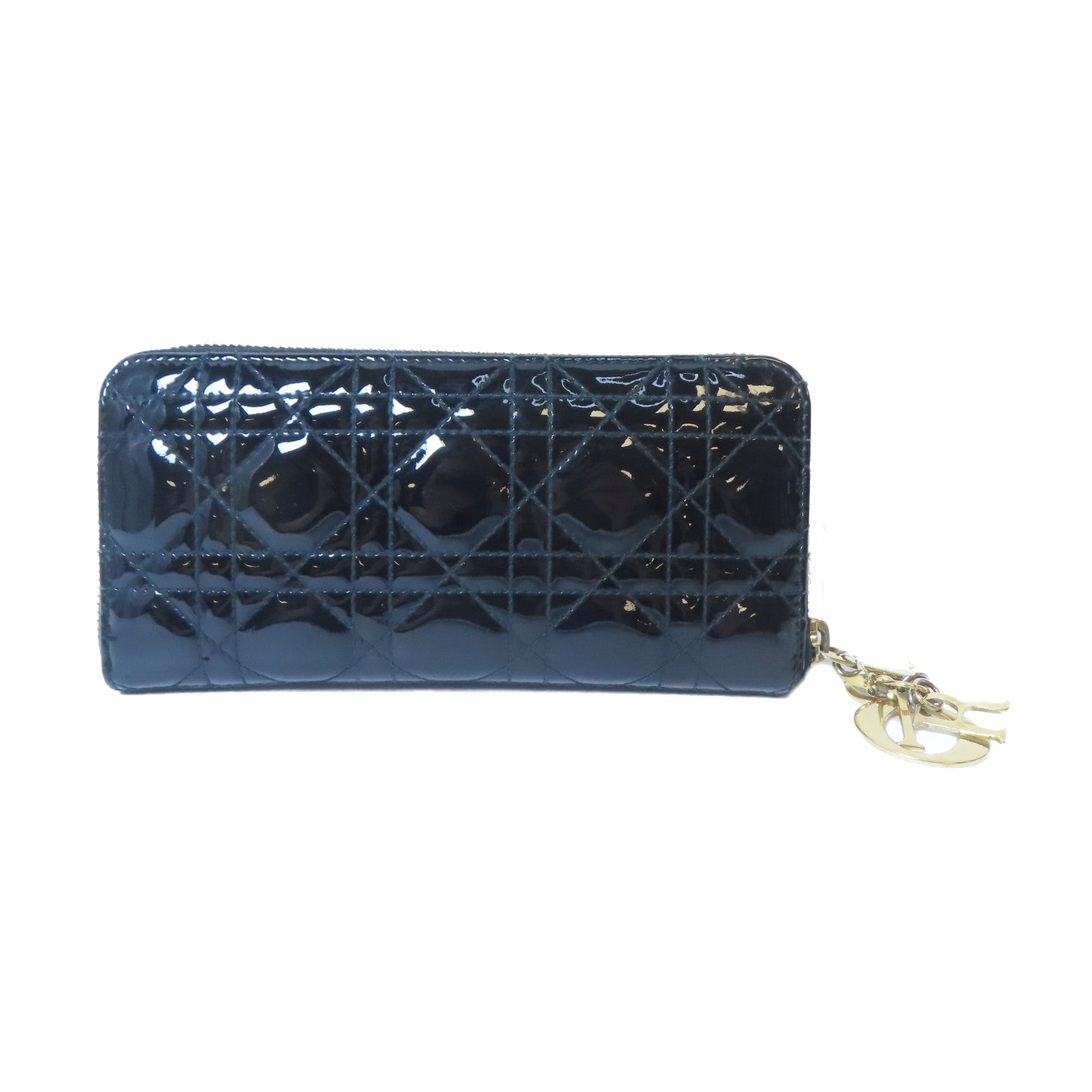 Dior 【激減優惠】漆皮皮革Zipper Long Wallet金扣拉鍊長錢包黑色