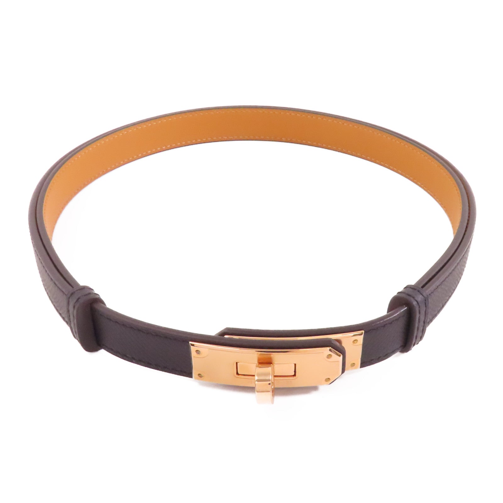 HERMES Epsom皮革Kelly Belt皮帶Noir/黑色