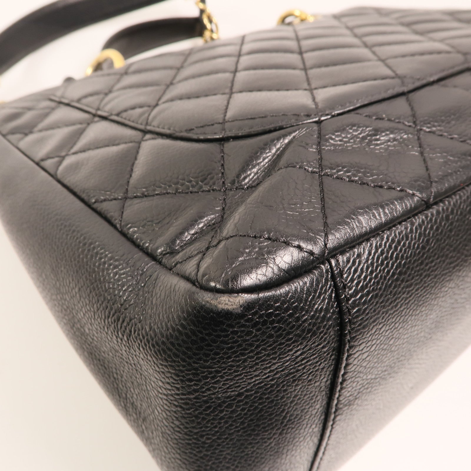 CHANEL 牛皮皮革GST Grand Shopping Tote Bag金扣鏈帶肩背袋