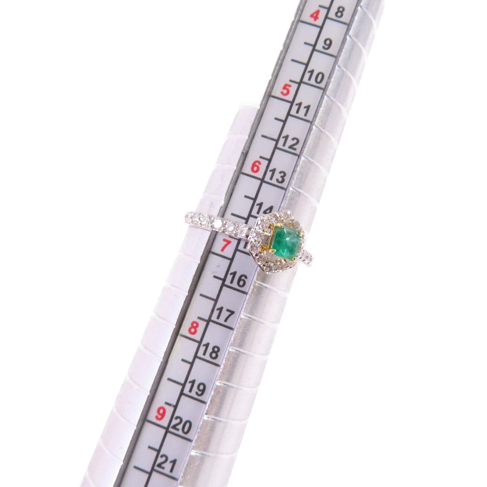 JEWELRY 【激減優惠】18K白金Emerald Ring 0.28ct綠寶石/0.48鑽石戒指US#6.75