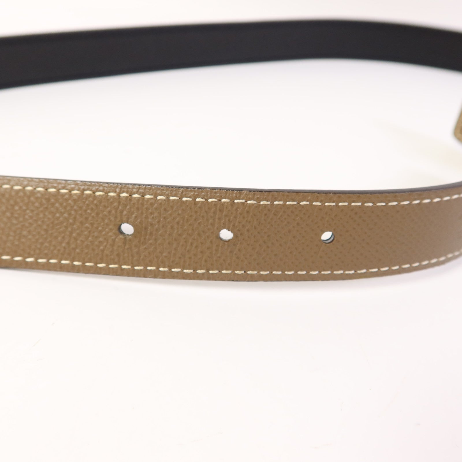 HERMES Epsom/Lizard皮革H Belt金扣皮帶Noir/Etoupe