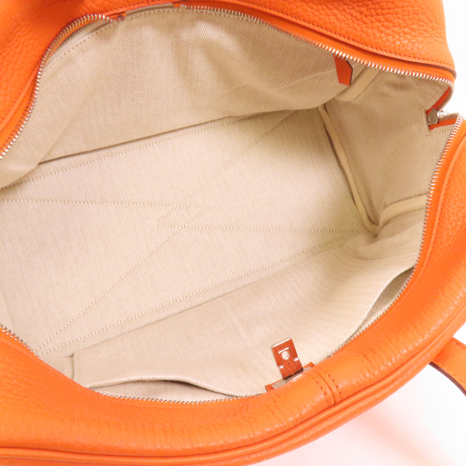 HERMES Evercolor皮革Victoria 35銀扣手挽袋Orange
