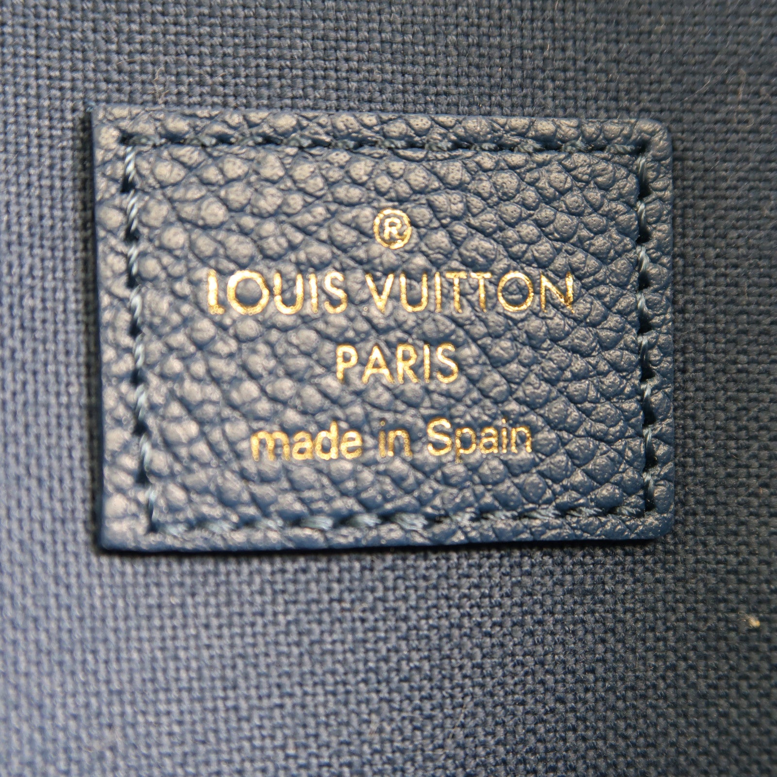 LOUIS VUITTON Monogram Empreinte Felicie Pochette金扣鏈帶肩背袋藍色