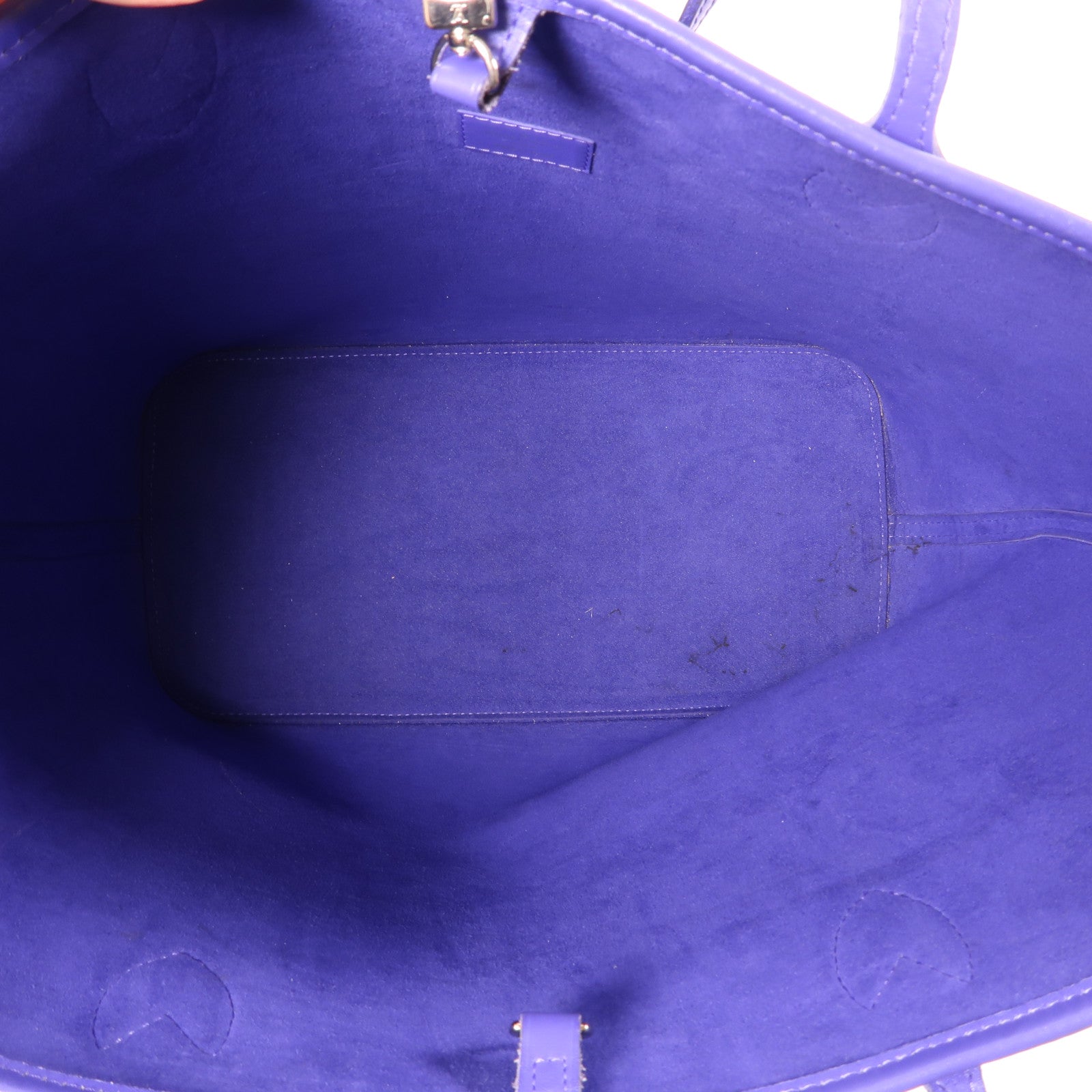 LOUIS VUITTON Epi Neverfull MM銀扣手挽袋紫色
