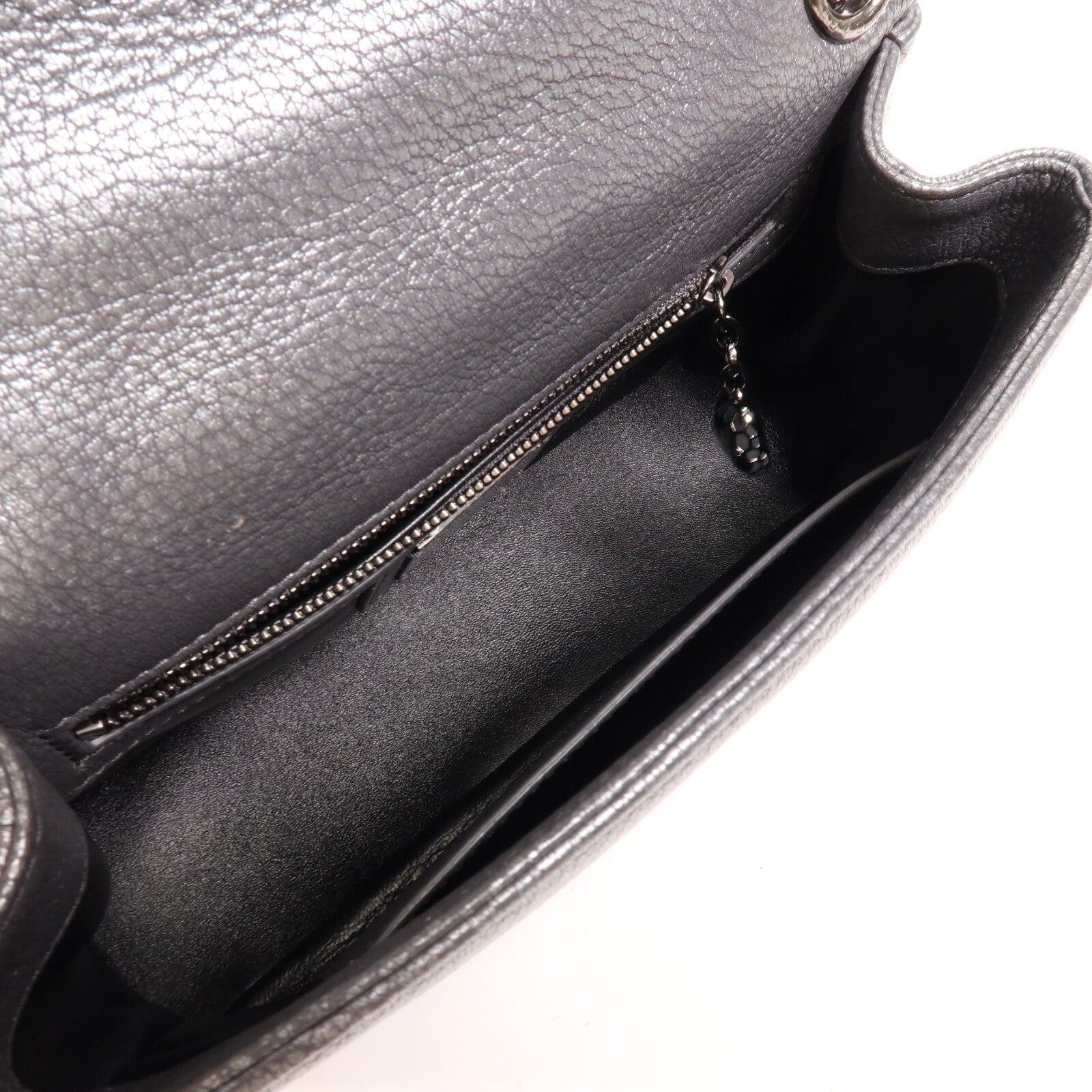 BVLGARI 牛皮皮革Flap Cover銀扣肩背袋