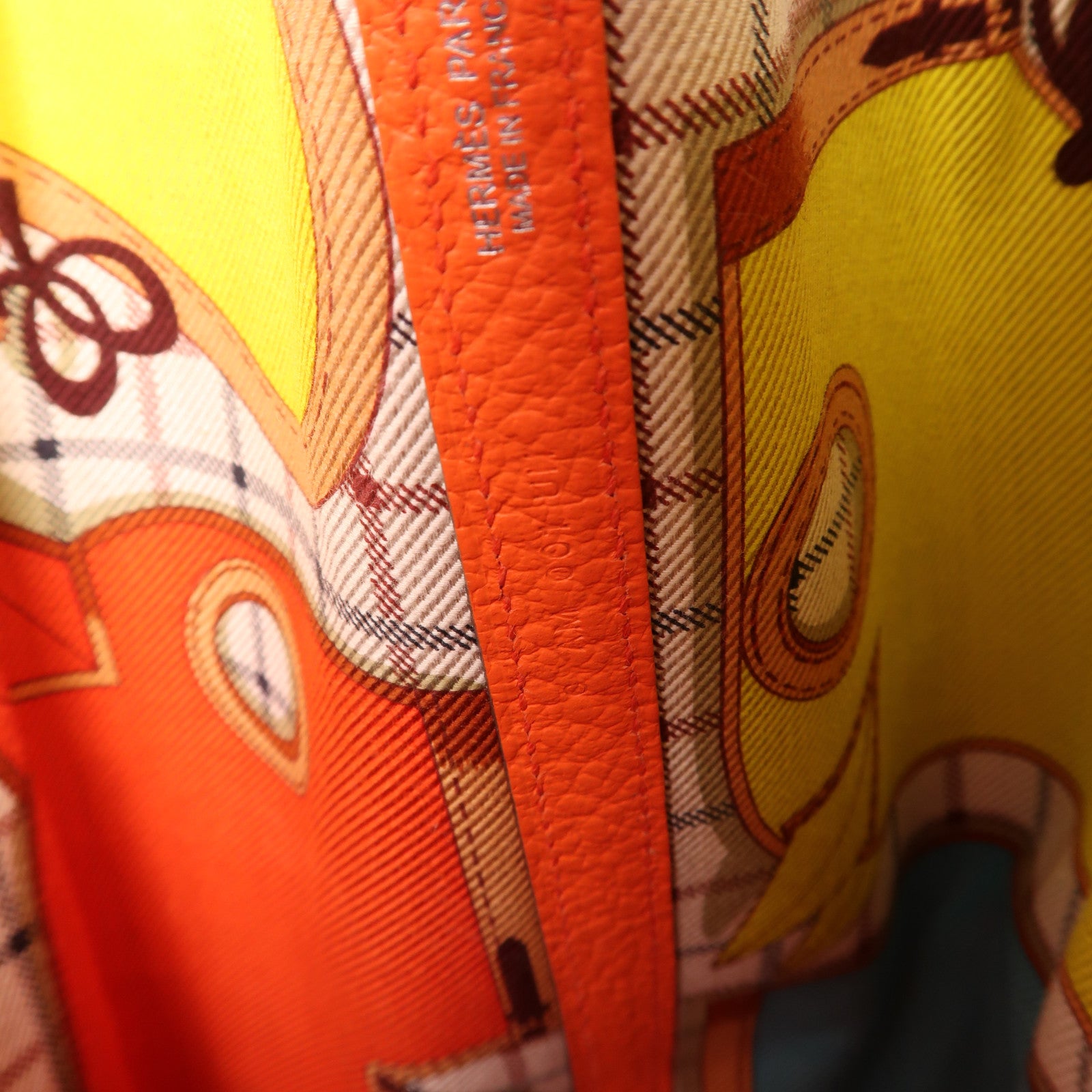 HERMES Negonda皮革Garden Party PM銀扣手挽袋Orange/橙色