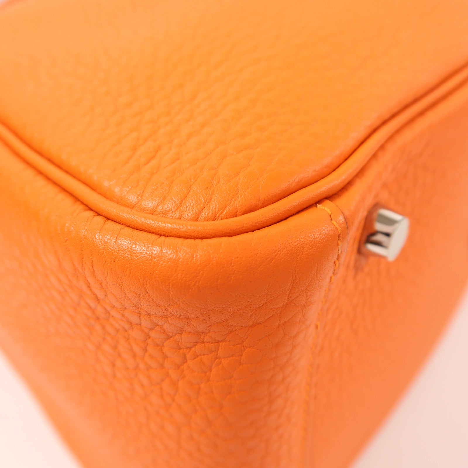 HERMES Clemence皮革Lindy 30銀扣手挽肩背兩用袋Orange