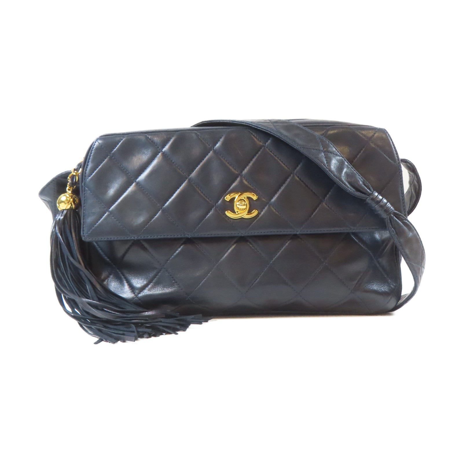 CHANEL 【激減優惠】菱格羊皮皮革Vintage Shoulder Bag金扣肩背袋黑色