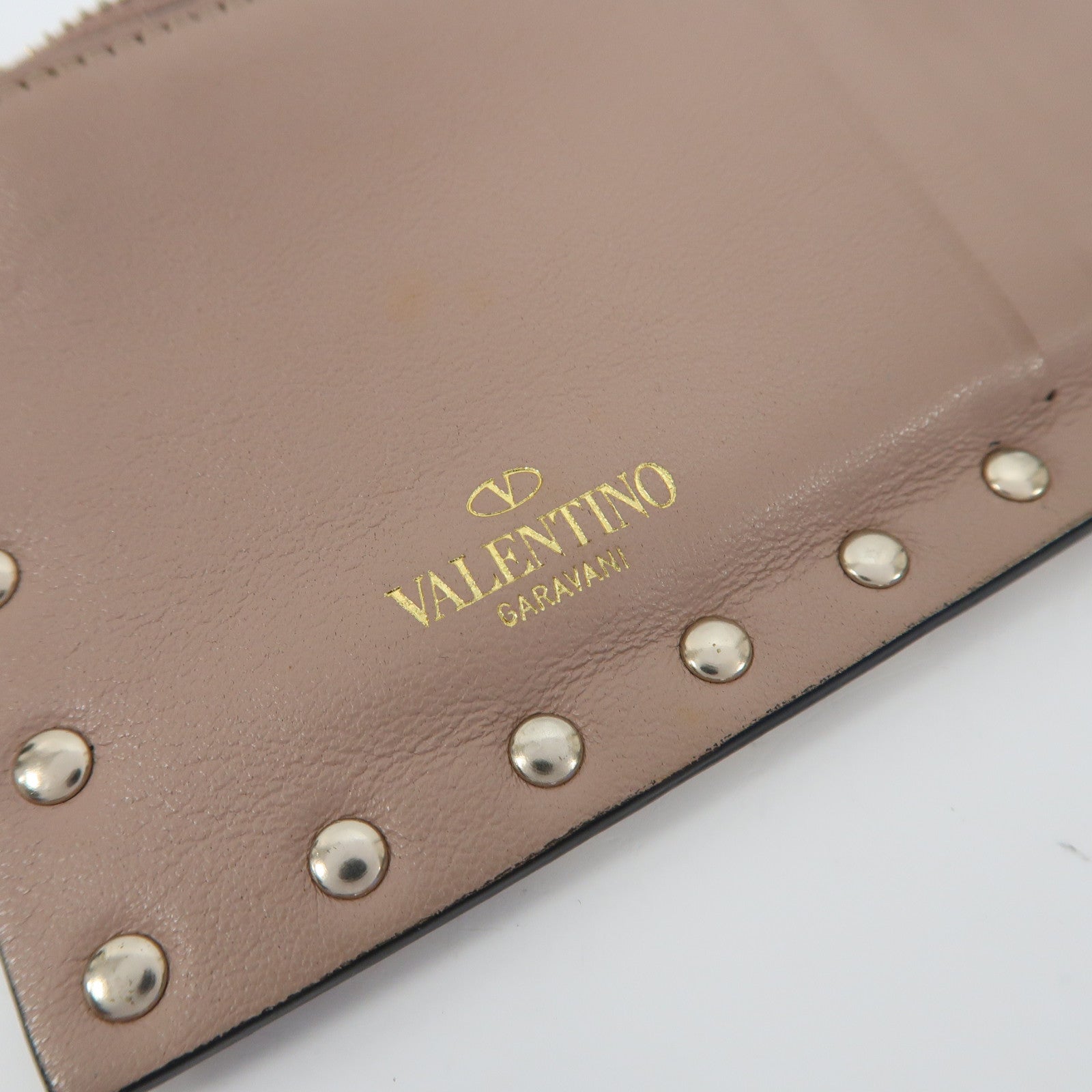 Valentino 【激減優惠】牛皮皮革Card/Coin Case金扣卡片套/零錢包淡粉紅色