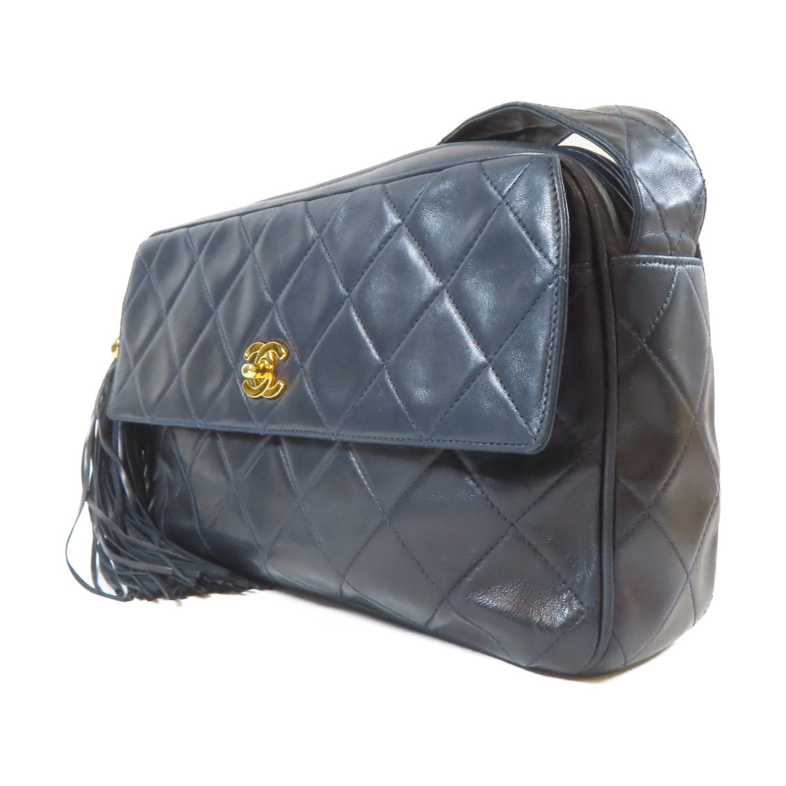 CHANEL 【激減優惠】菱格羊皮皮革Vintage Shoulder Bag金扣肩背袋黑色