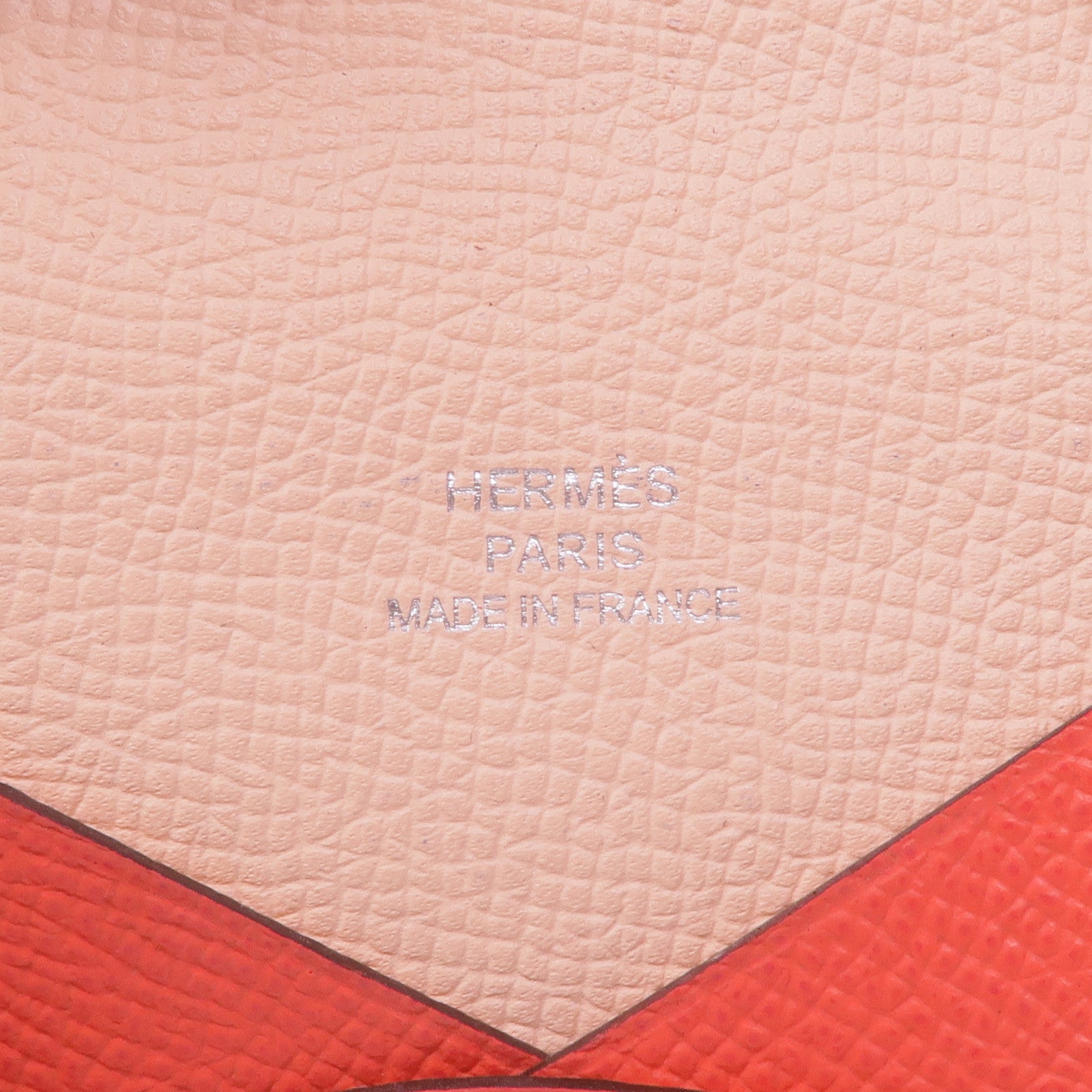 HERMES Epsom皮革Calvi銀扣卡片套Rose Jaipur/