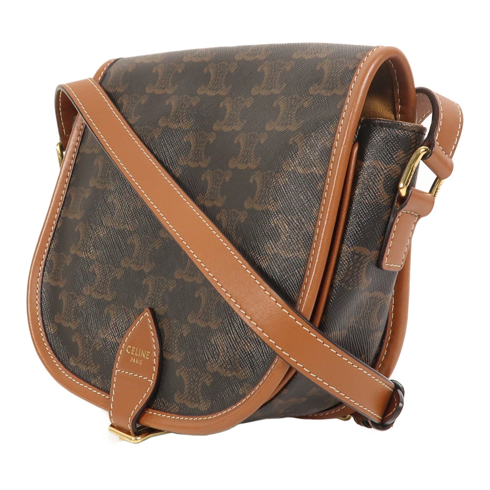 CELINE 塗層帆布Folco金扣肩背袋