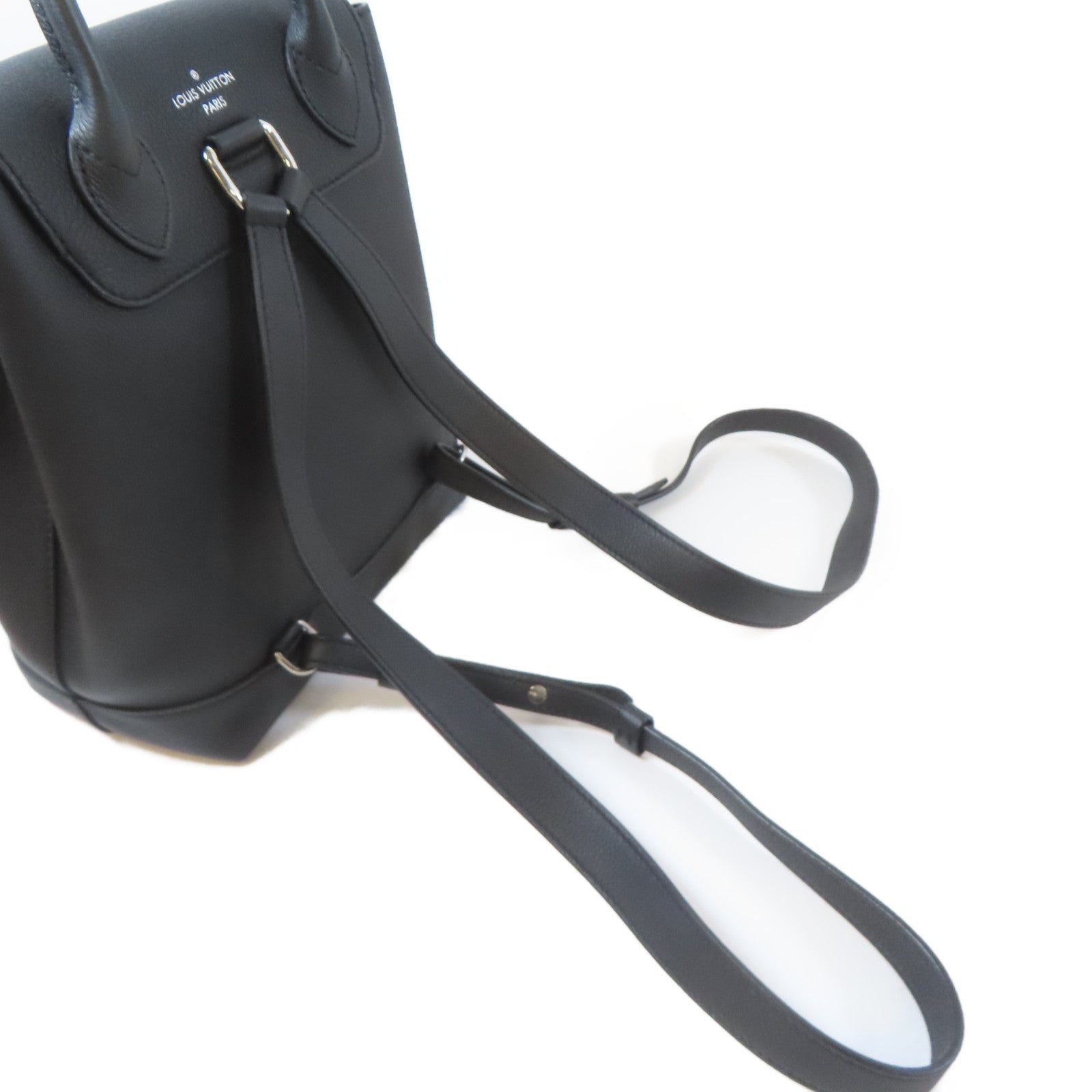 LOUIS VUITTON 牛皮皮革Lockme Backpack銀扣背包黑色