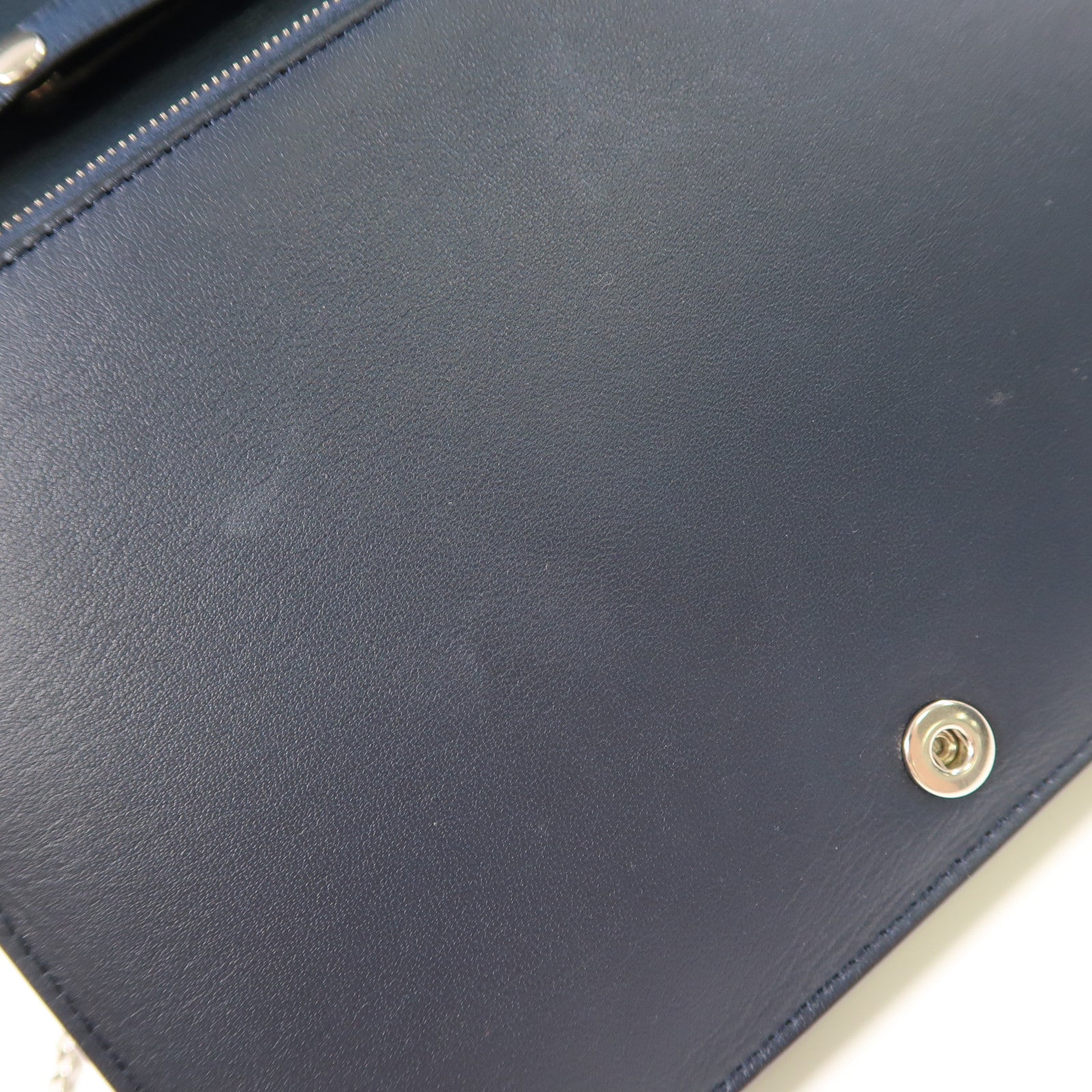 CELINE 羊皮皮革Frame Wallet On Strap銀扣鏈帶肩背袋