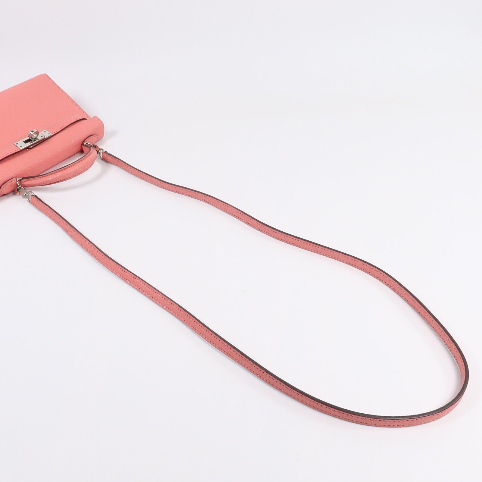 HERMES Chevre皮革Mini Kelly II手挽肩背兩用袋Rose Azalee