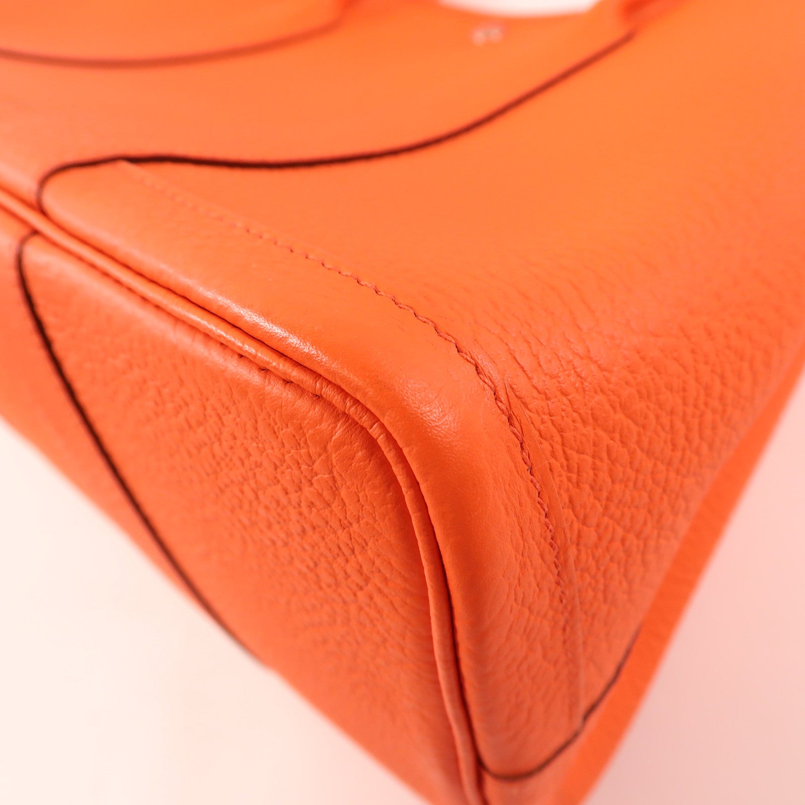 HERMES Negonda皮革Garden Party PM銀扣手挽袋Orange/橙色