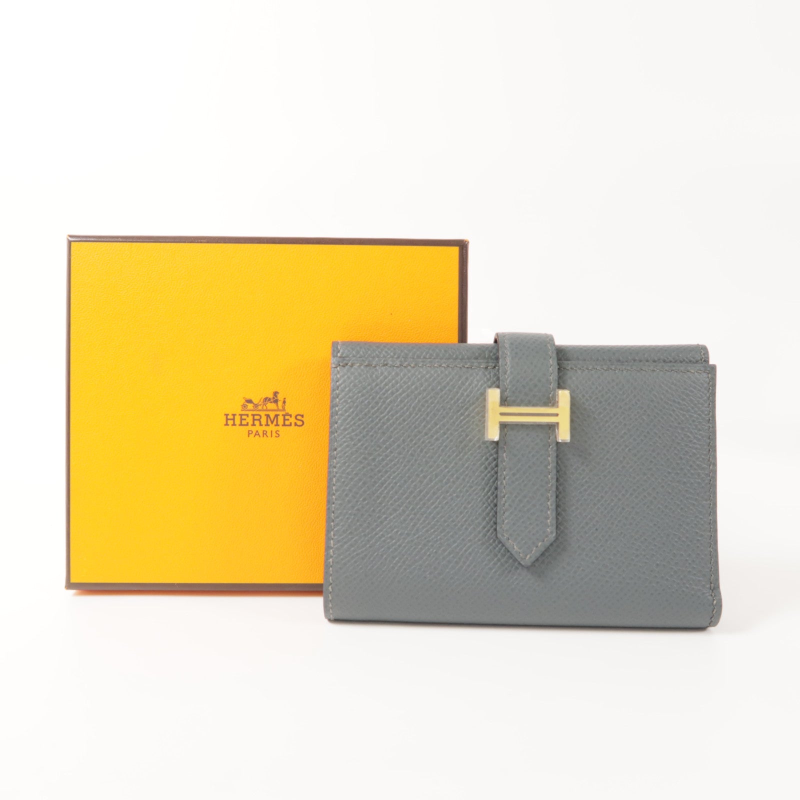 HERMES Epsom皮革Bearn Compact金扣錢包
