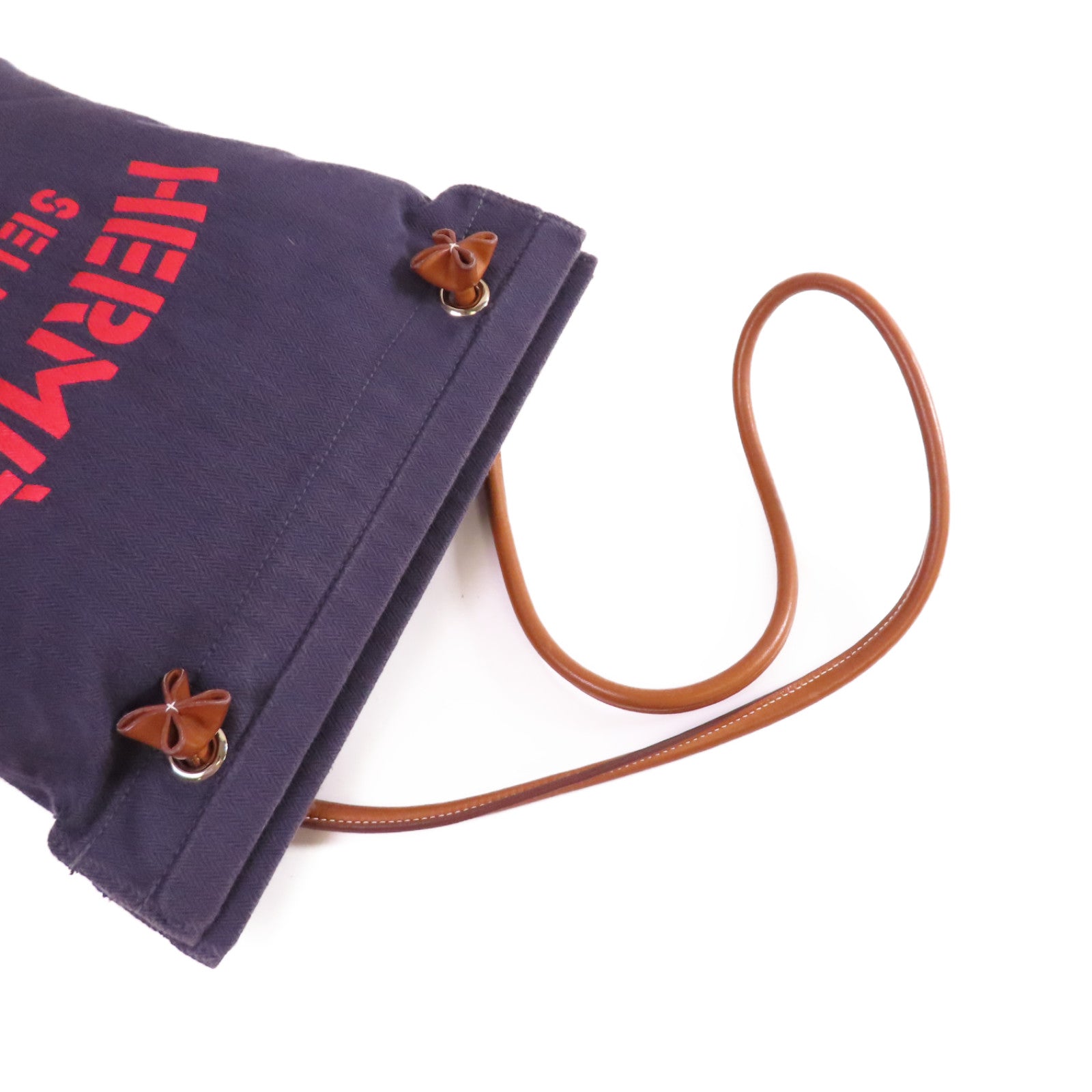 HERMES Toile Chevrons帆布Aline Tote Bag銀扣肩背袋紫色
