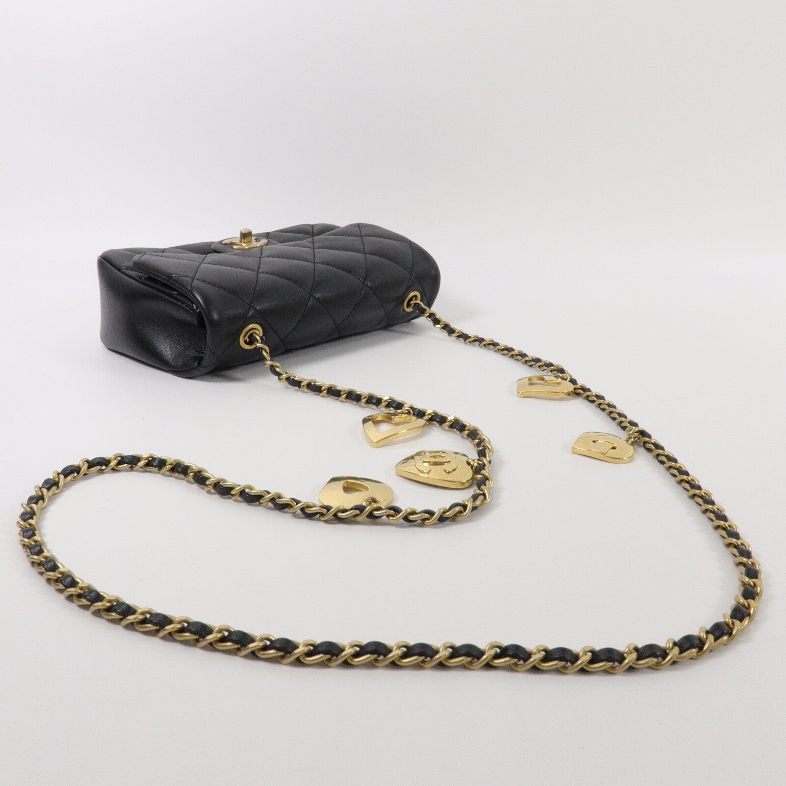 CHANEL 羊皮皮革CoCo Heart Flap鏈帶肩背袋